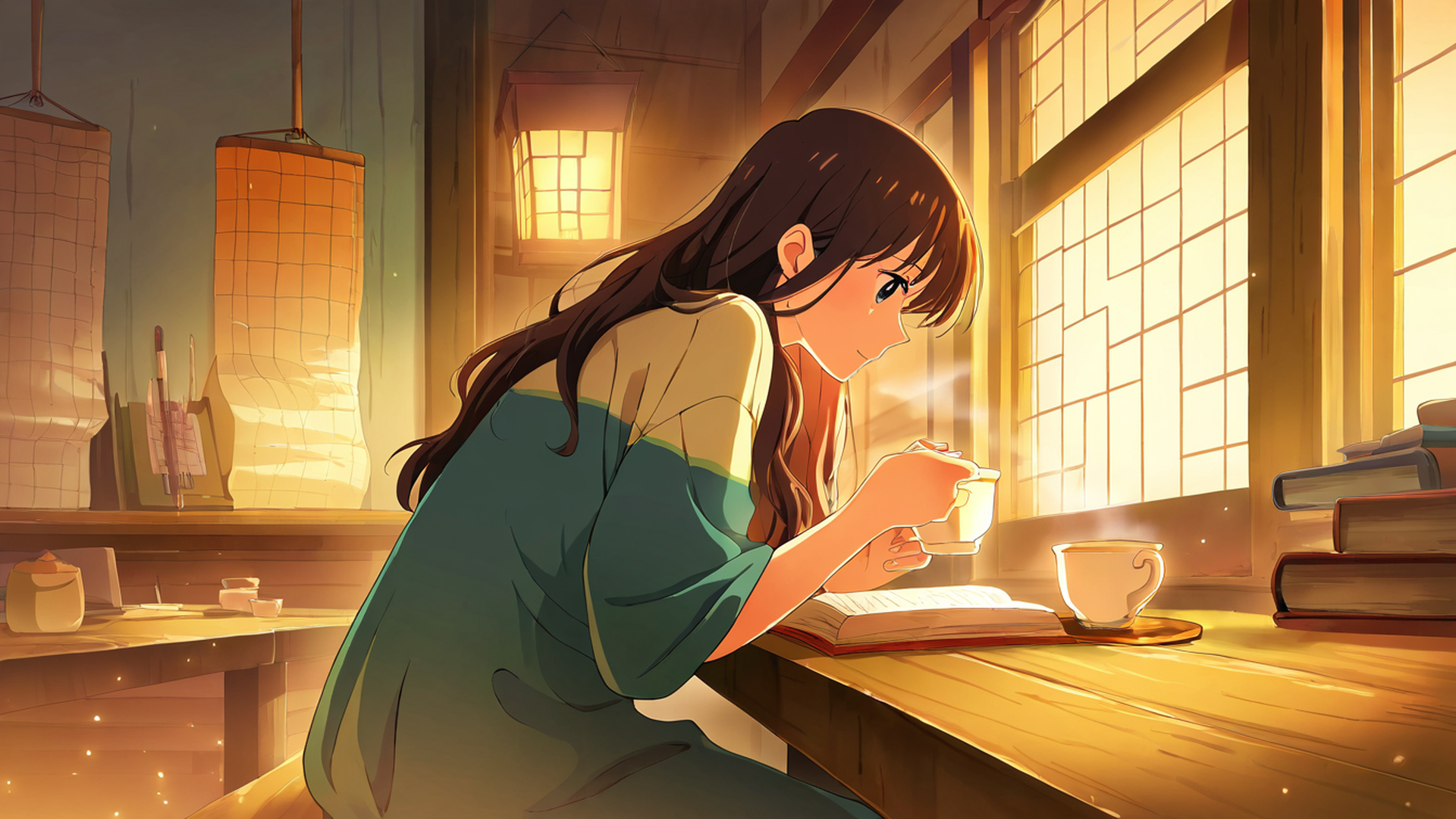 girl cafe japan lofi wallpaper