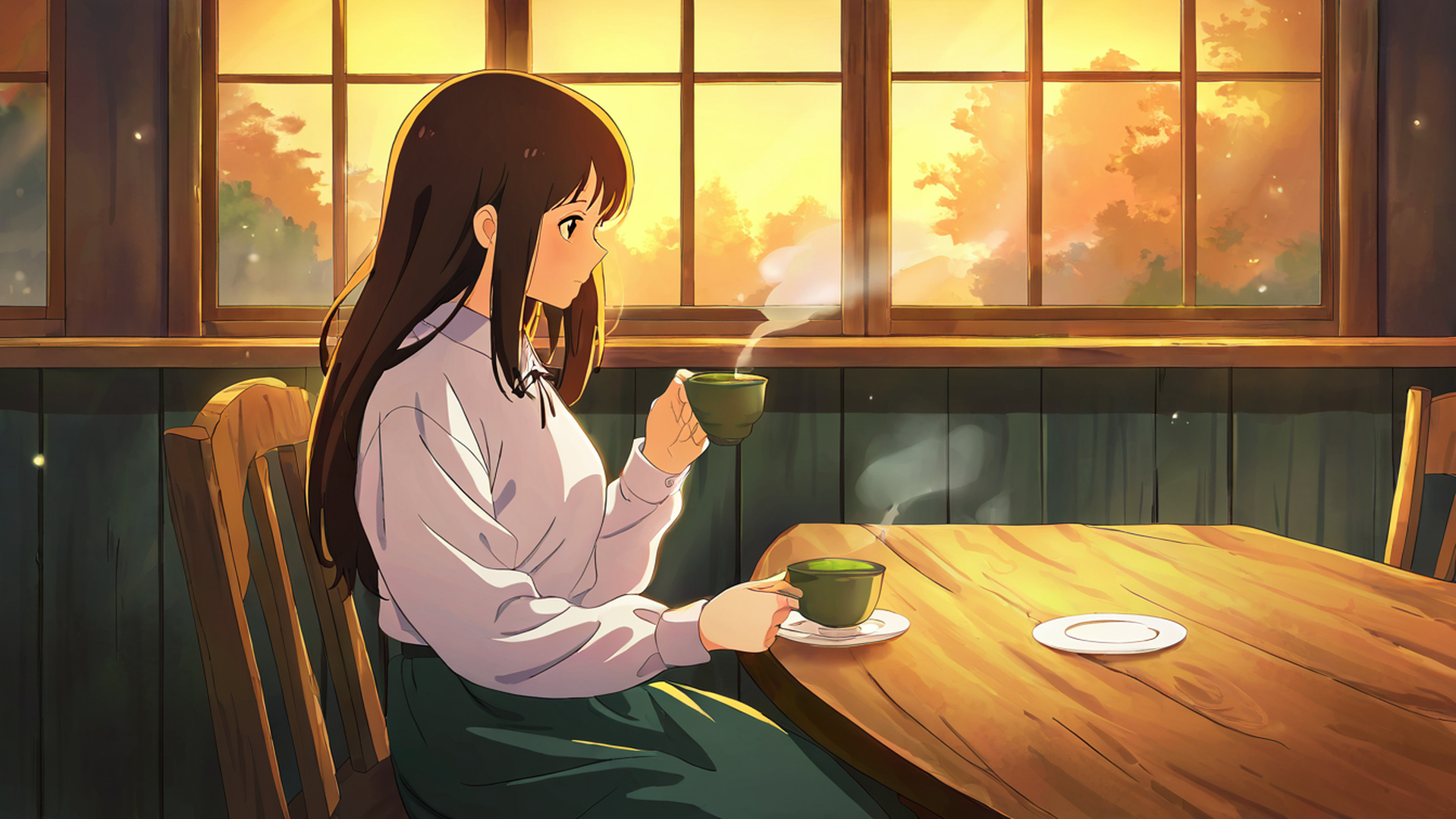girl cafe japan lofi wallpaper