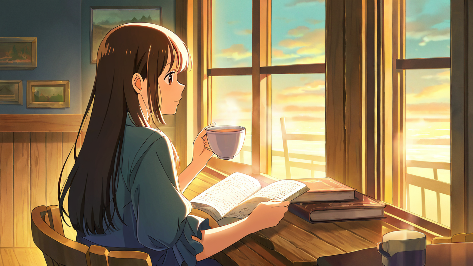 girl cafe japan lofi wallpaper