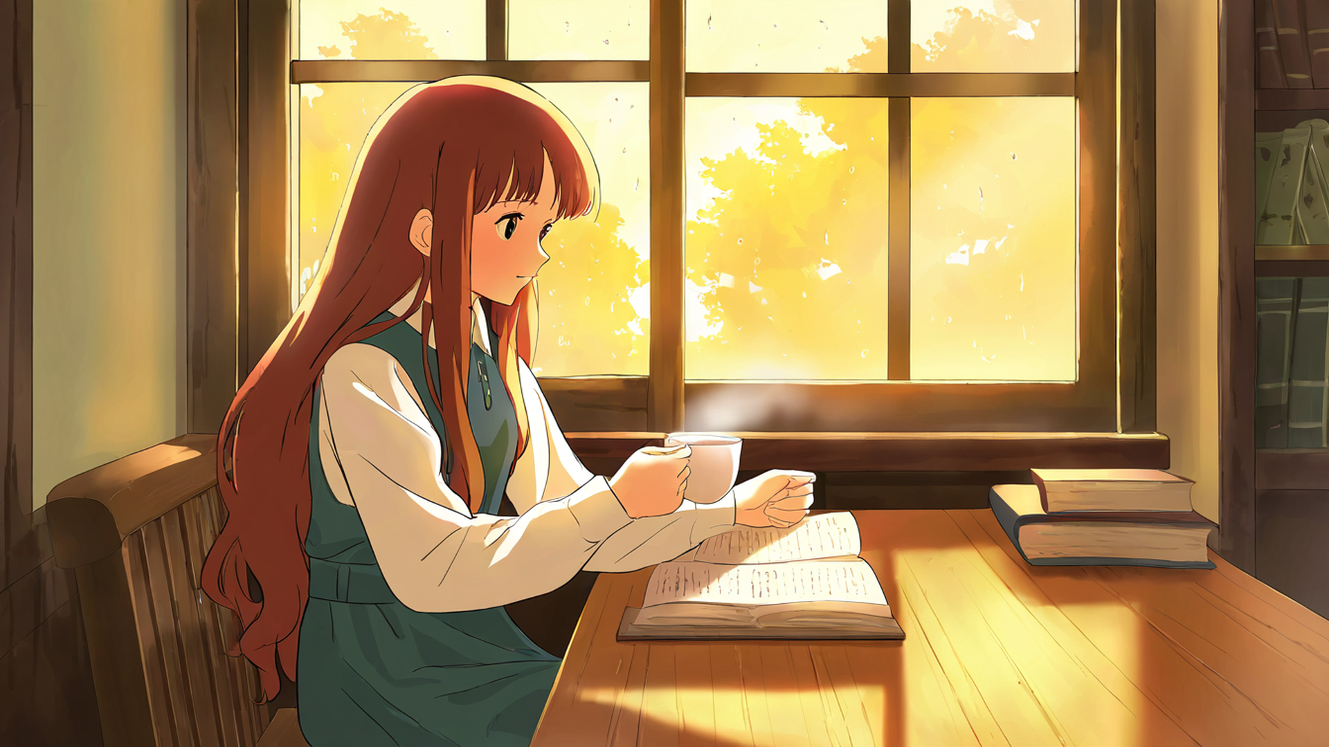 girl cafe japan lofi wallpaper