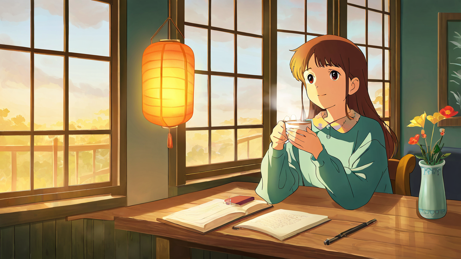 girl cafe japan lofi wallpaper