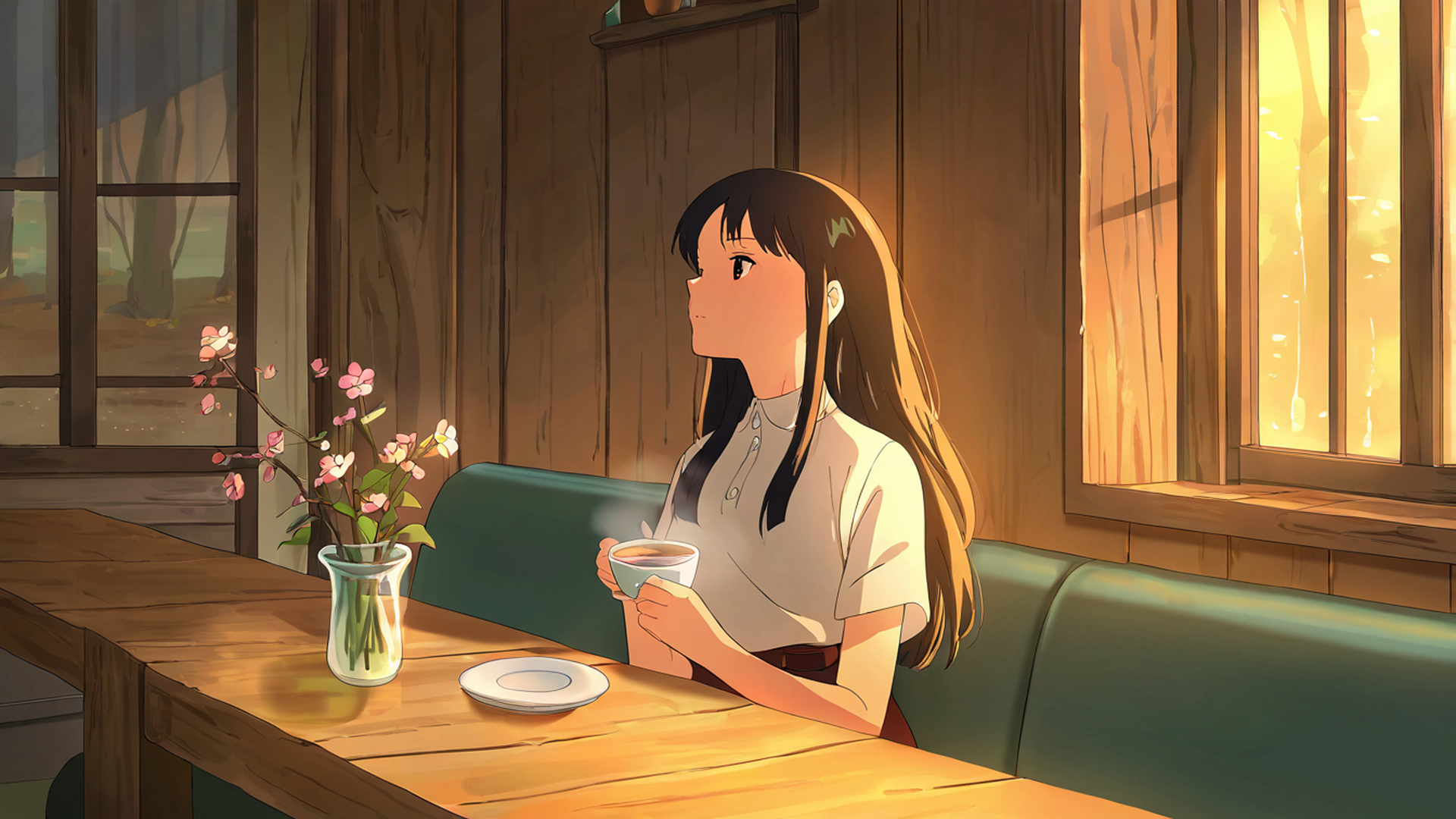 girl cafe japan lofi wallpaper
