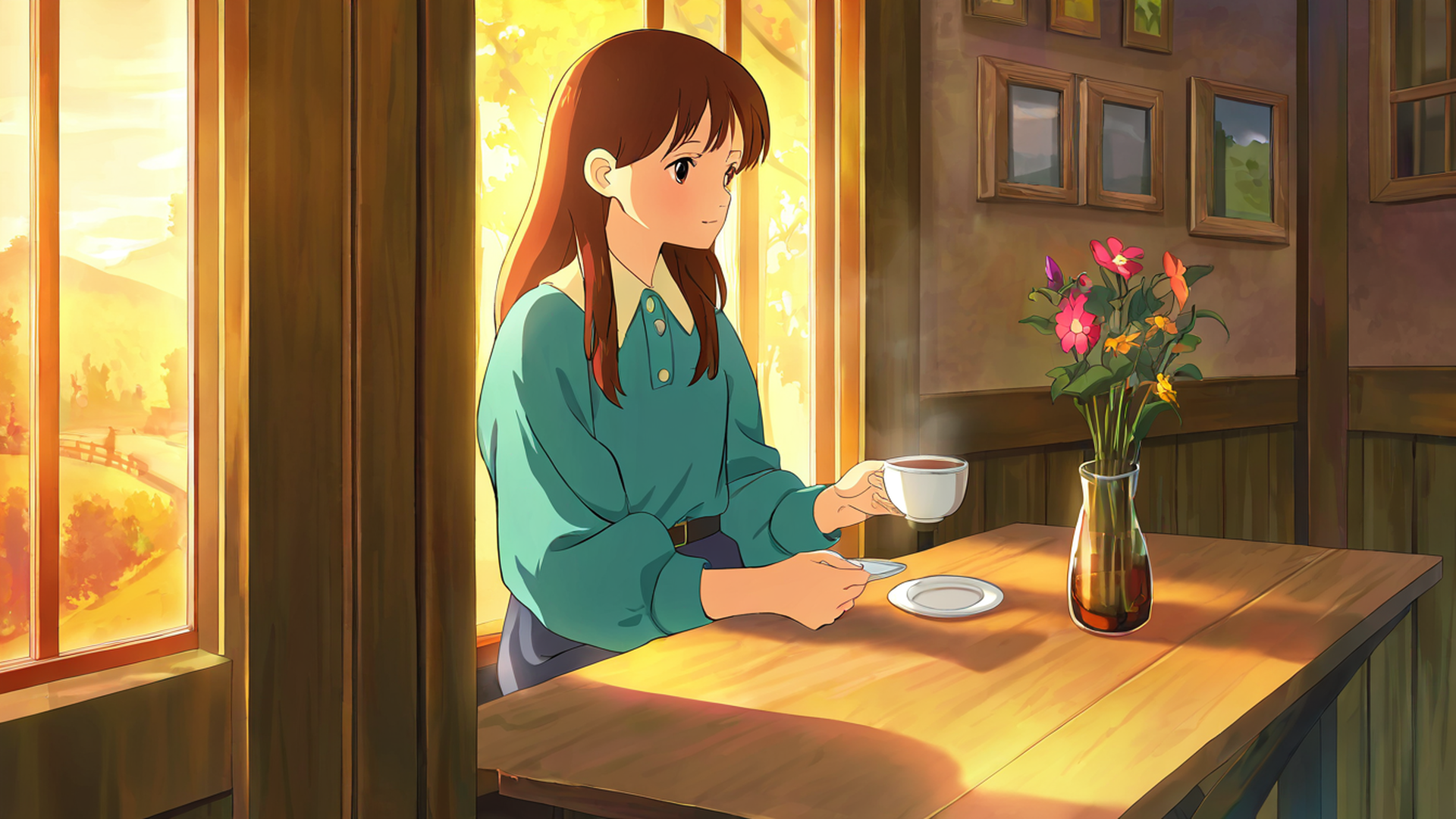 girl cafe japan lofi wallpaper