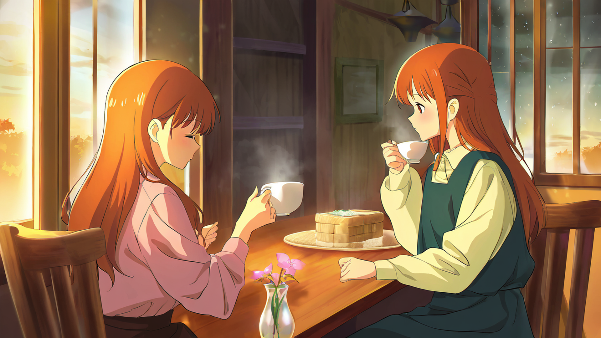 girl cafe japan lofi wallpaper