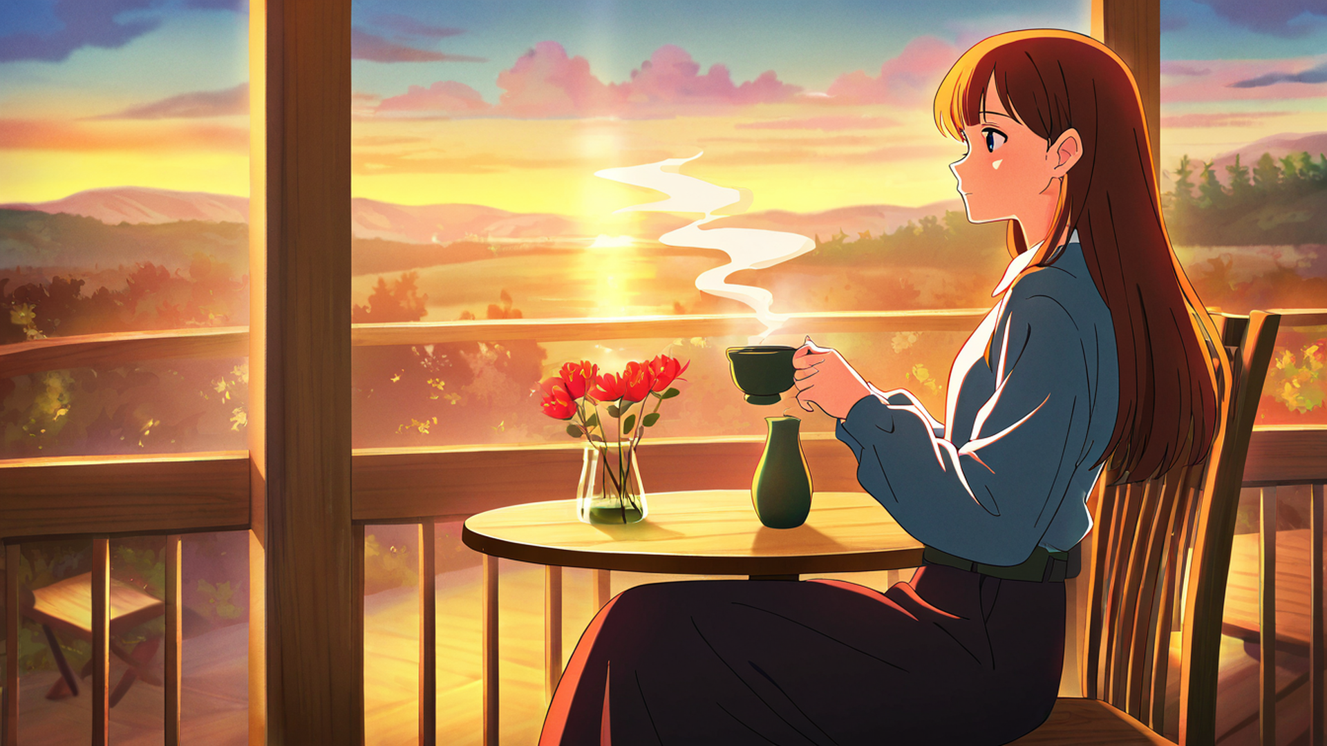girl cafe japan lofi wallpaper