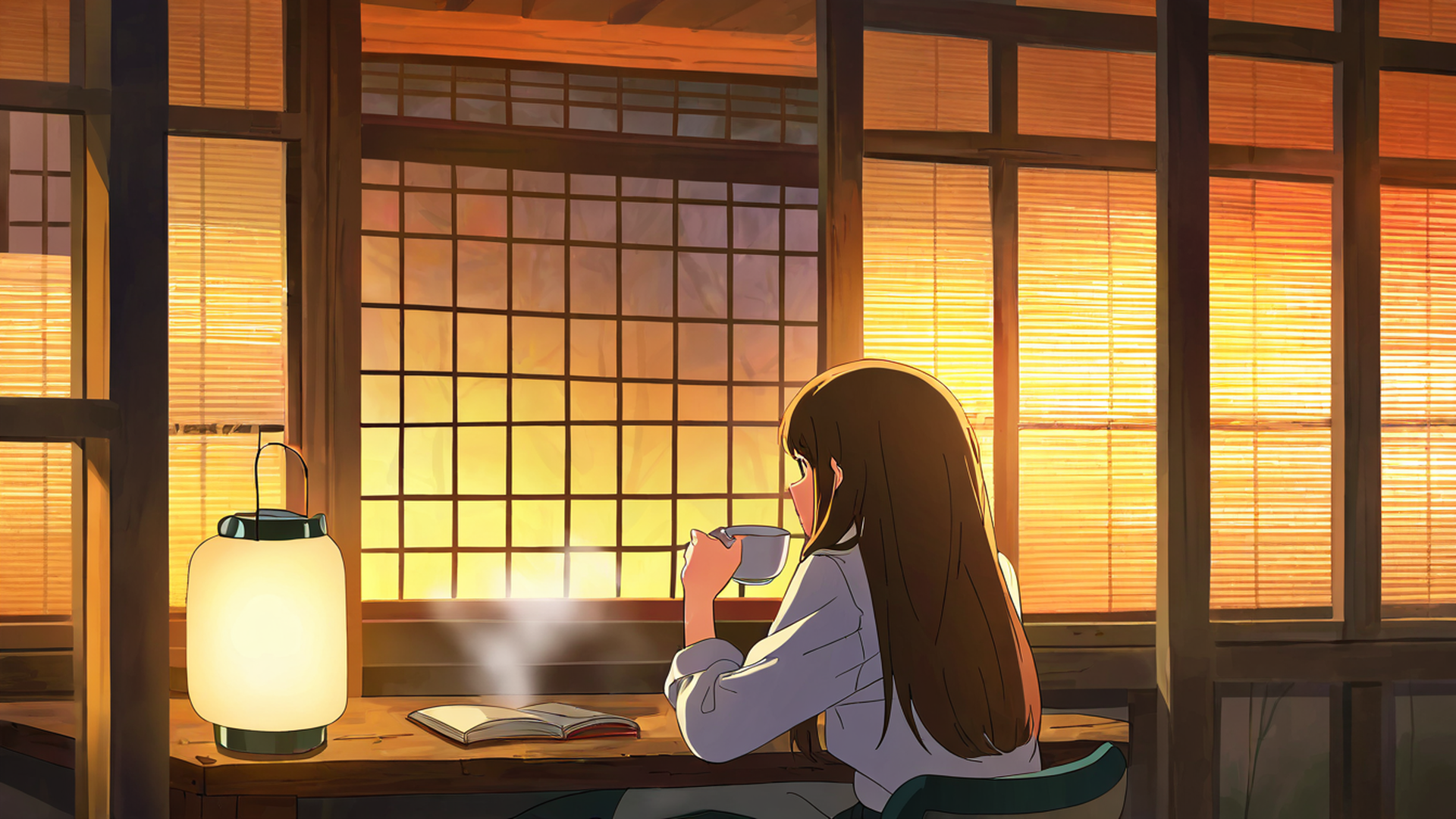 girl cafe japan lofi wallpaper