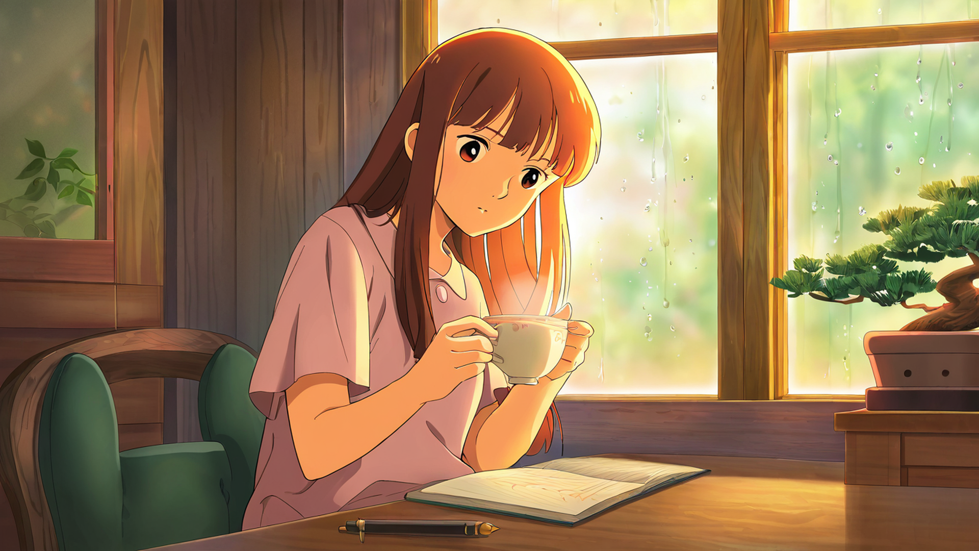 girl cafe japan lofi wallpaper