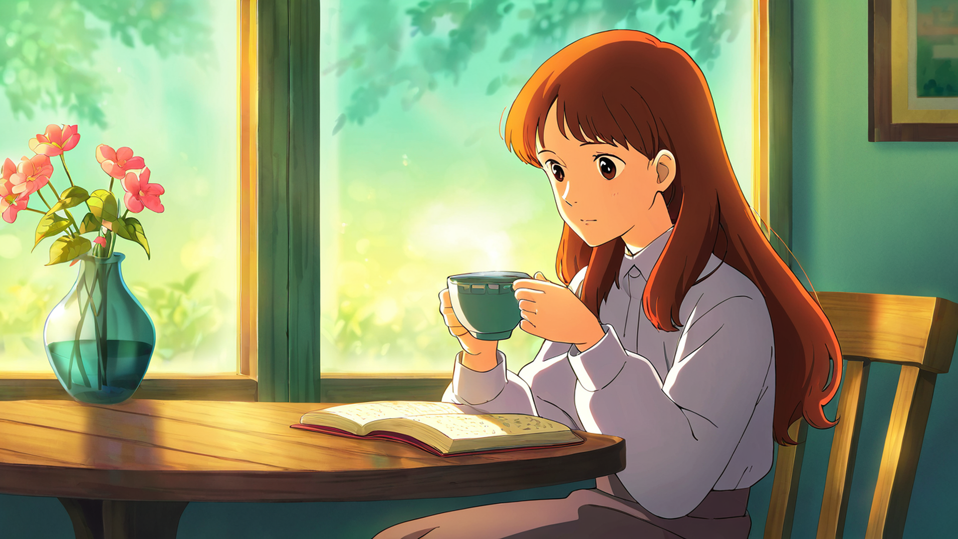 girl cafe japan lofi wallpaper