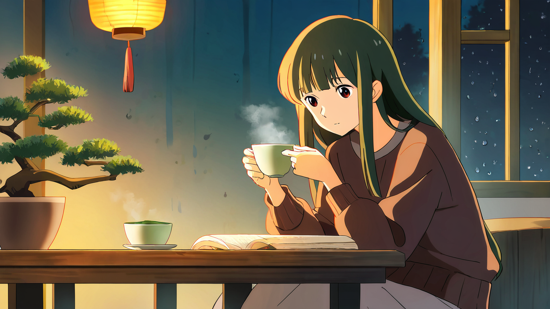 girl cafe japan lofi wallpaper