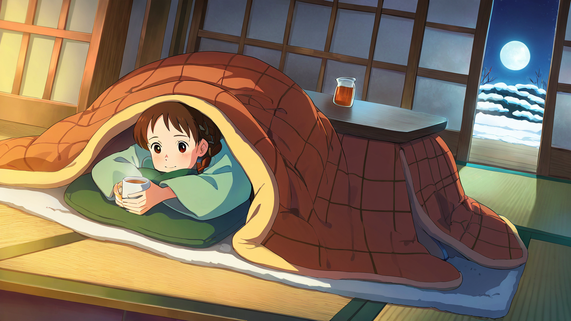 Girl Kotatsu Winter Girl Kotatsu Winter 1116378161 lofi anime wallpaper free download