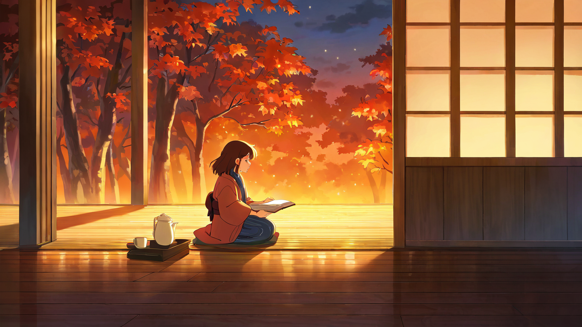 Girl Reading Engawa Girl Reading Engawa 0194576199 lofi anime wallpaper free download