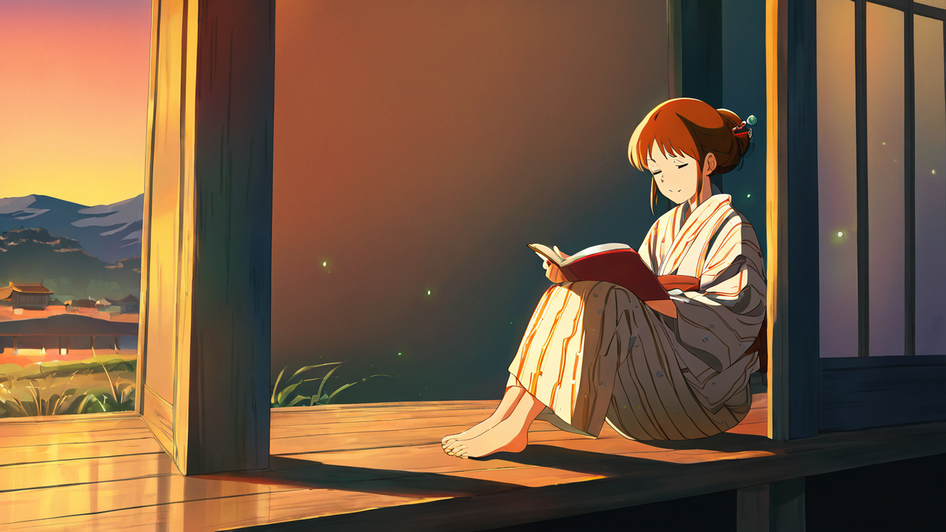 Girl Reading Engawa Girl Reading Engawa 0362696868 lofi anime wallpaper free download