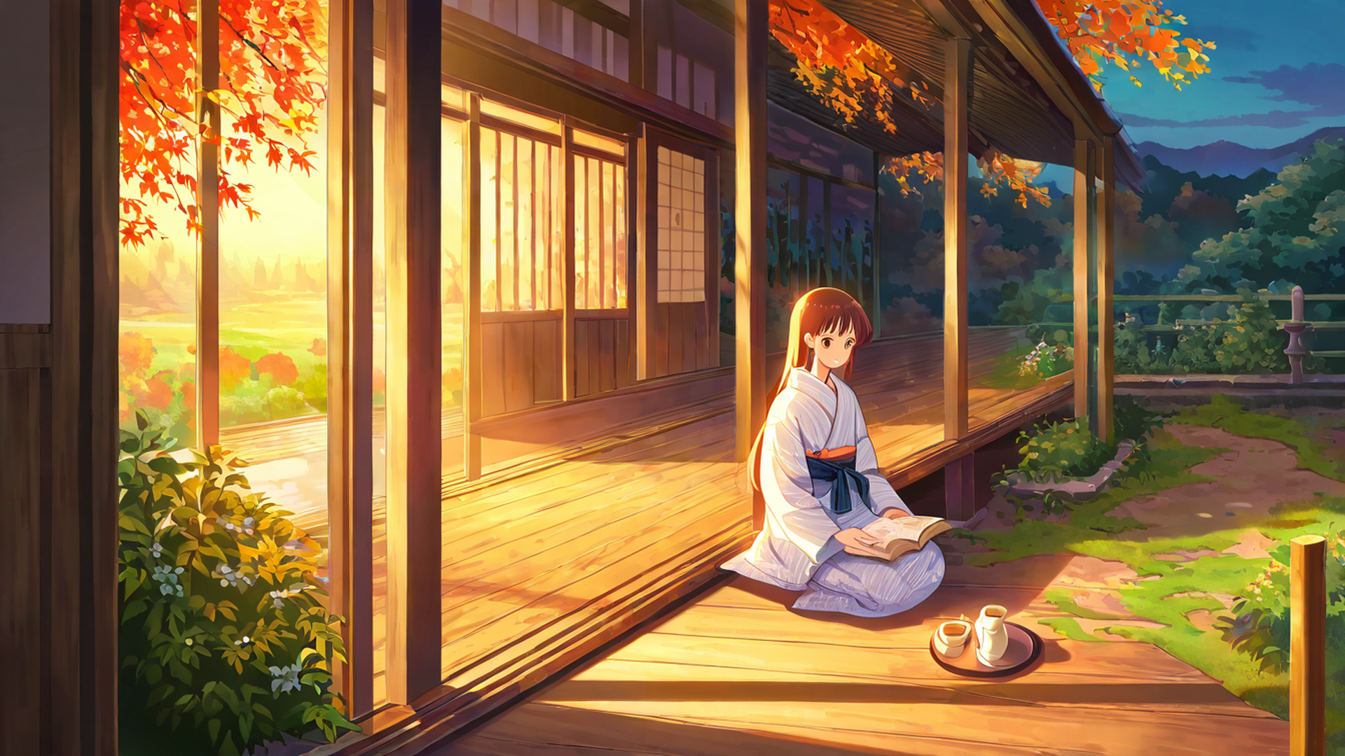 Girl Reading Engawa Girl Reading Engawa 0959310733 lofi anime wallpaper free download