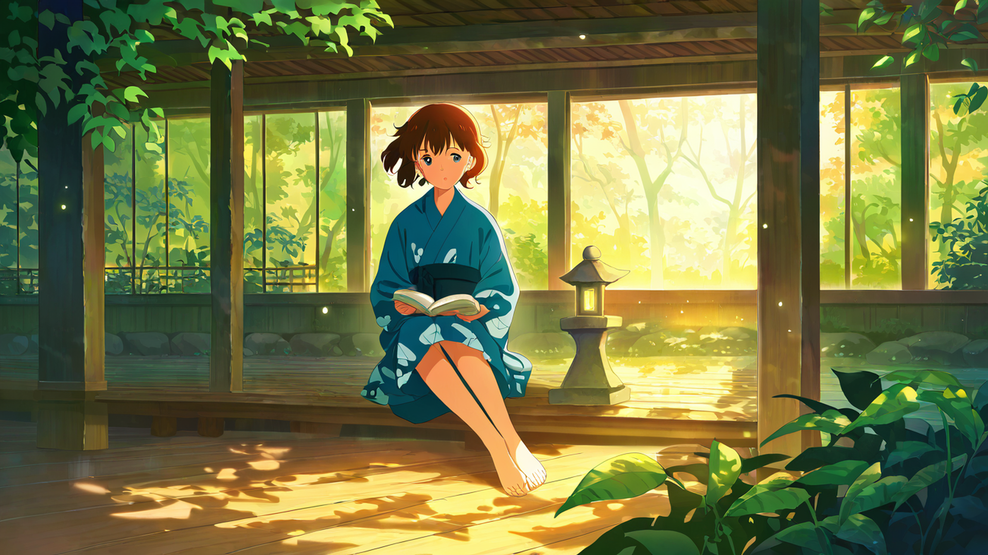 Girl Reading Engawa Girl Reading Engawa 1138018132 lofi anime wallpaper free download