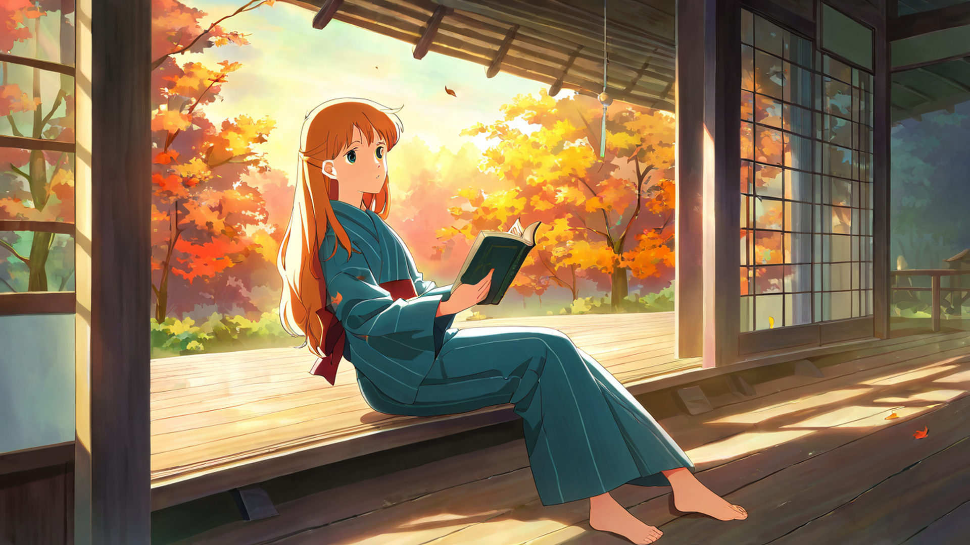 Girl Reading Engawa Girl Reading Engawa 1181089534 lofi anime wallpaper free download