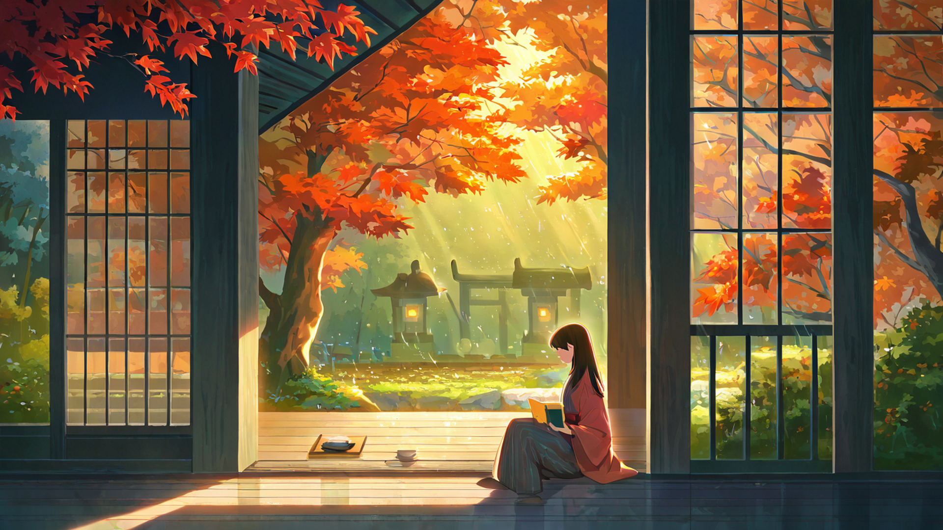 Girl Reading Engawa Girl Reading Engawa 1298672902 lofi anime wallpaper free download