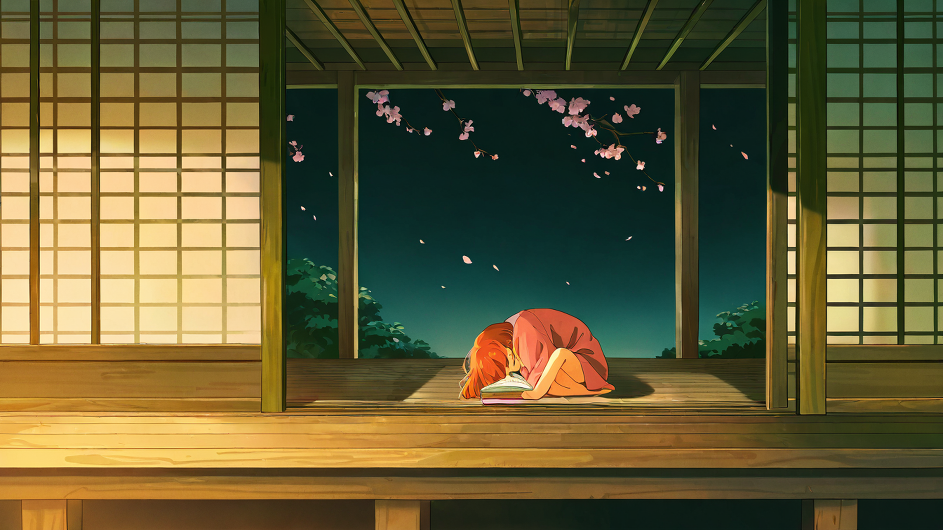 Girl Reading Engawa Girl Reading Engawa 1525005748 lofi anime wallpaper free download
