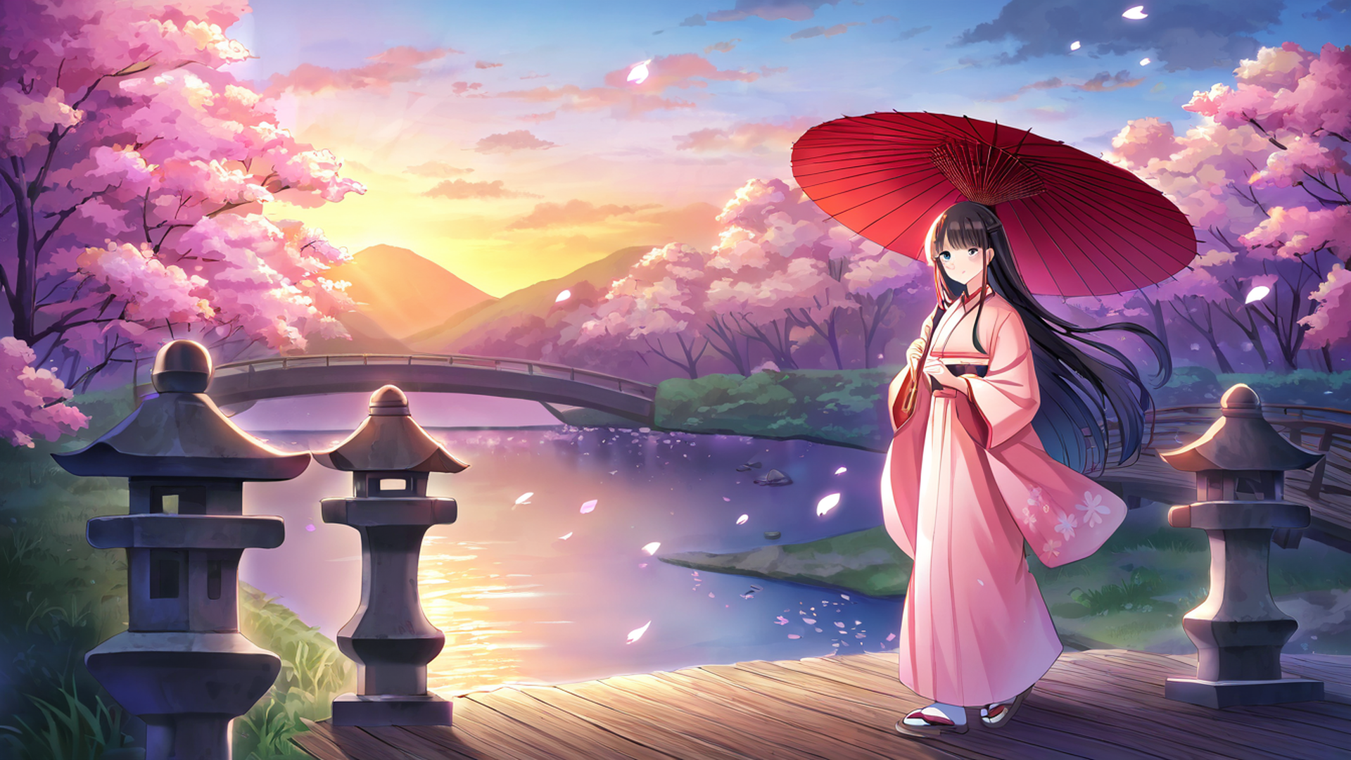 Girl Sakura Umbrella Girl Sakura Umbrella 0216921605 lofi anime wallpaper free download