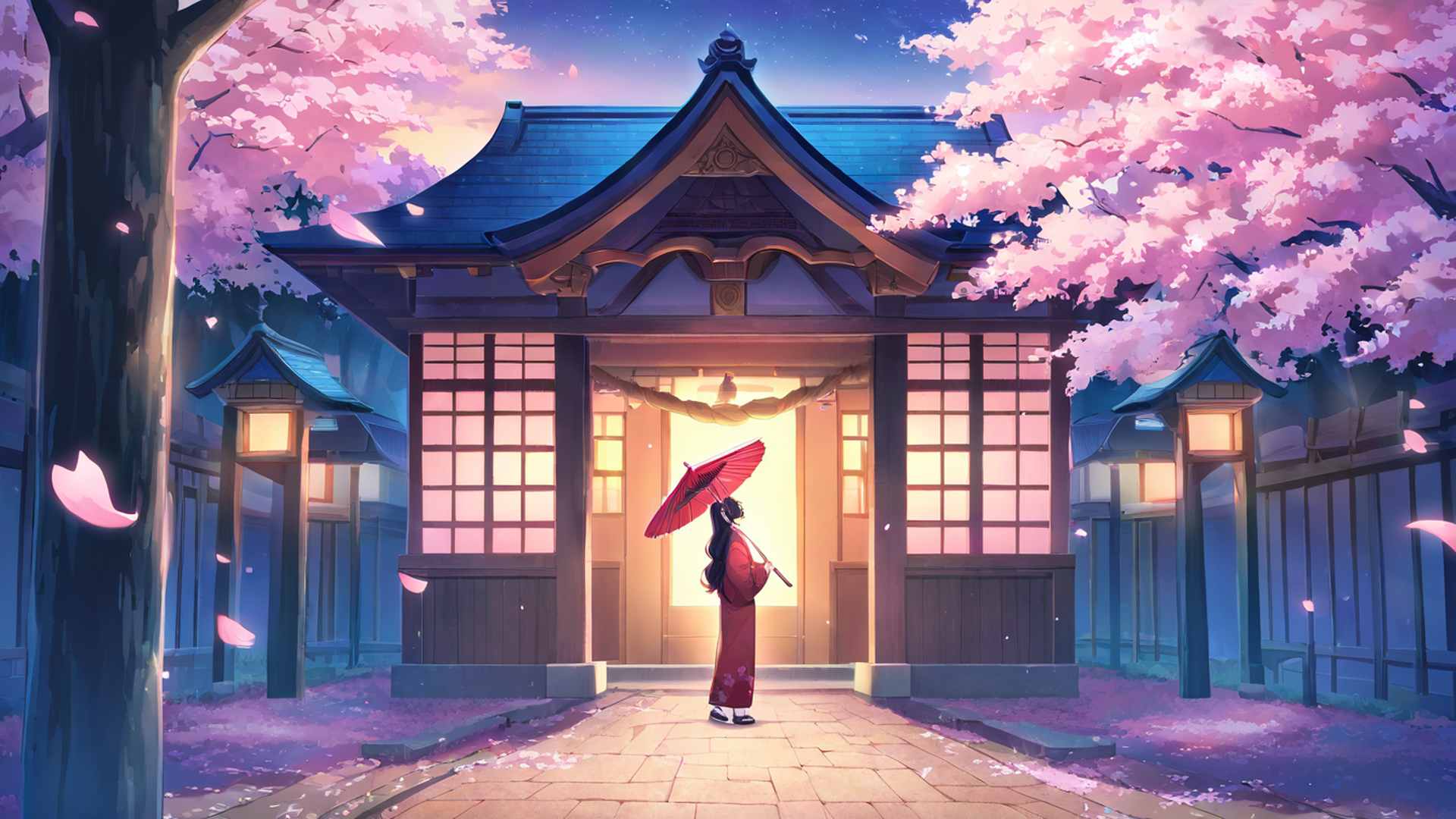 Girl Sakura Umbrella Girl Sakura Umbrella 0263089341 lofi anime wallpaper free download