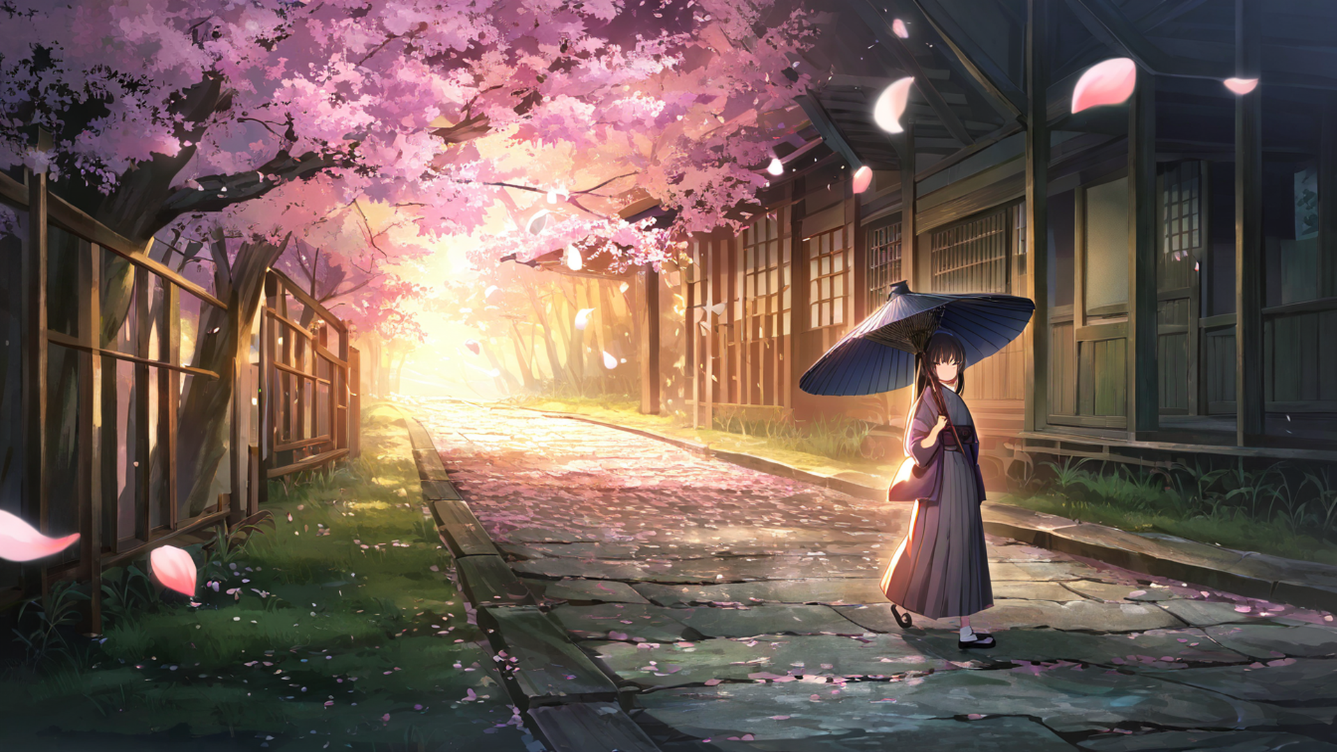 Girl Sakura Umbrella Girl Sakura Umbrella 0422717871 lofi anime wallpaper free download