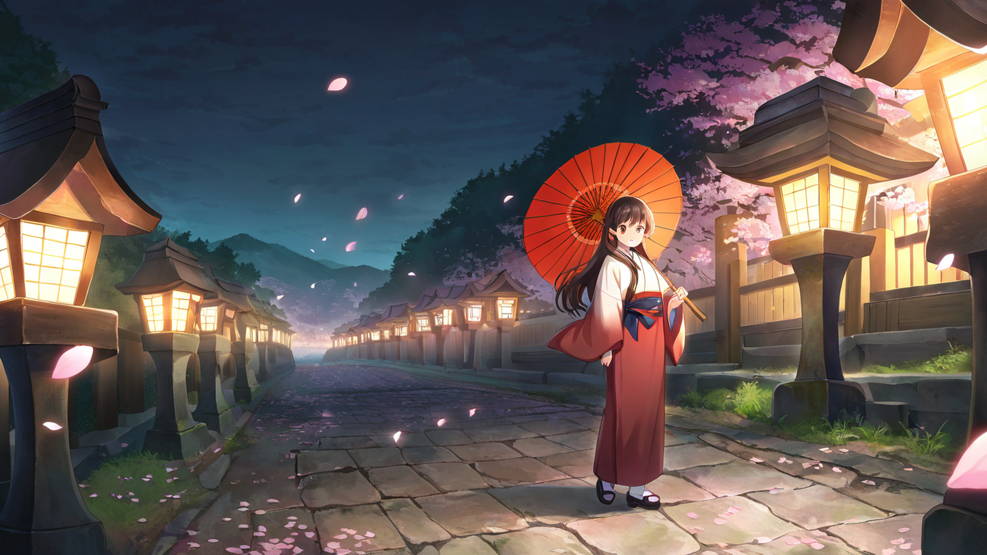 Girl Sakura Umbrella Girl Sakura Umbrella 0440081627 lofi anime wallpaper free download