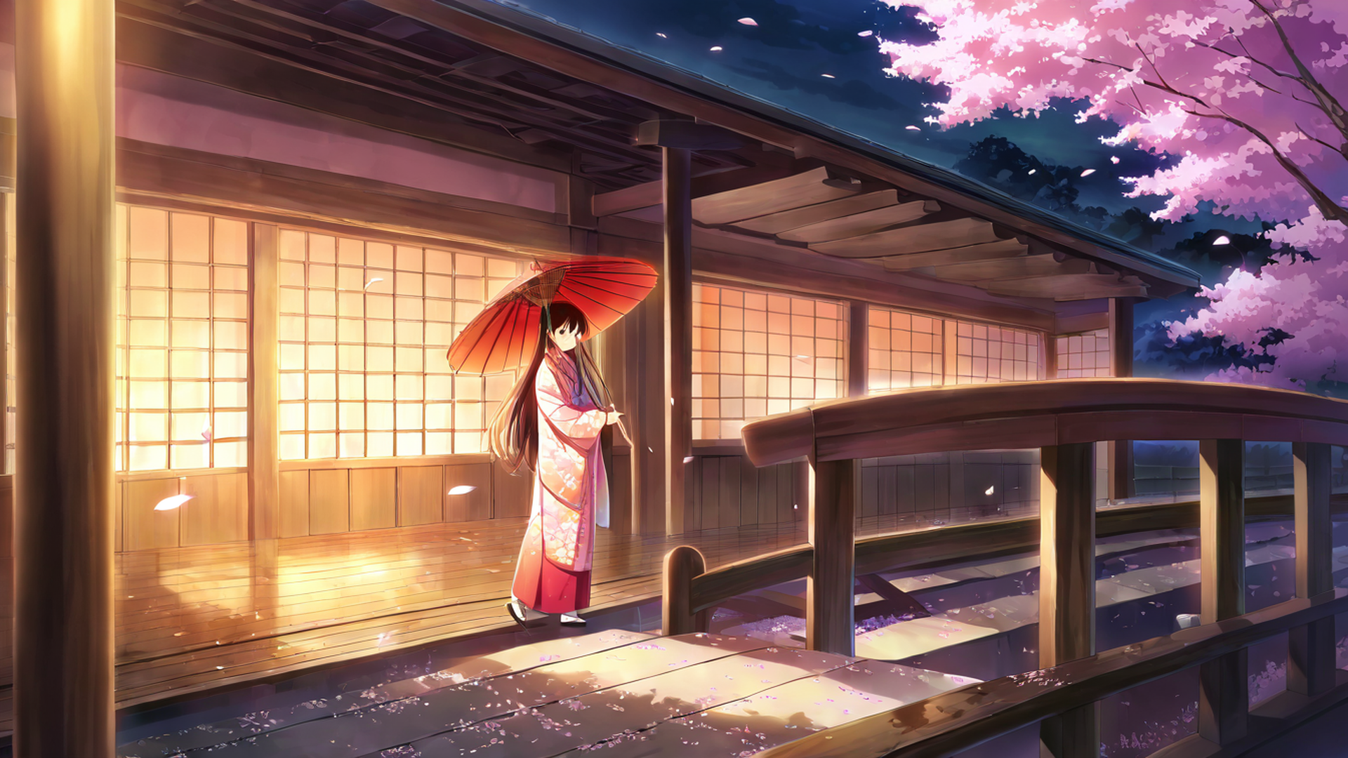Girl Sakura Umbrella Girl Sakura Umbrella 0889793420 lofi anime wallpaper free download