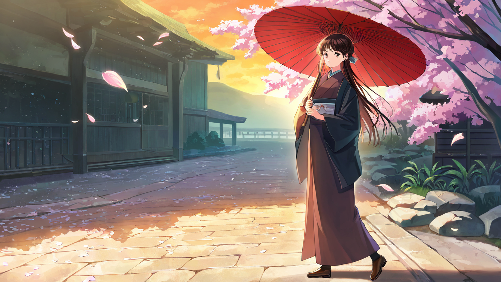 Girl Sakura Umbrella Girl Sakura Umbrella 2108409850 lofi anime wallpaper free download