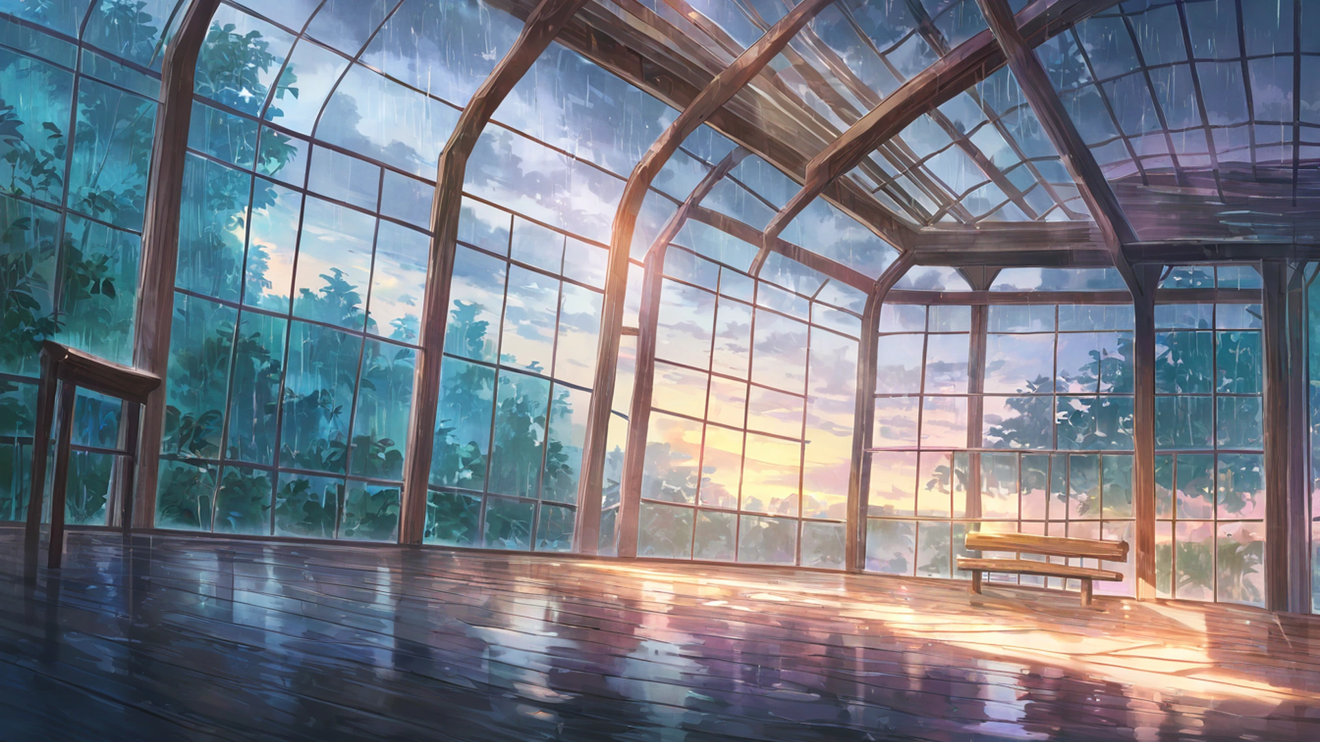 greenhouse morning lofi wallpaper