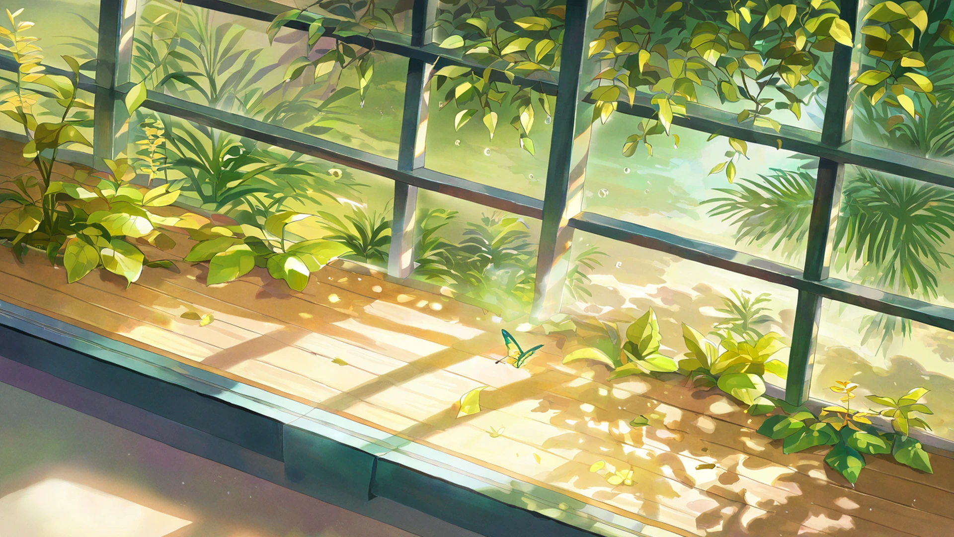 greenhouse morning lofi wallpaper