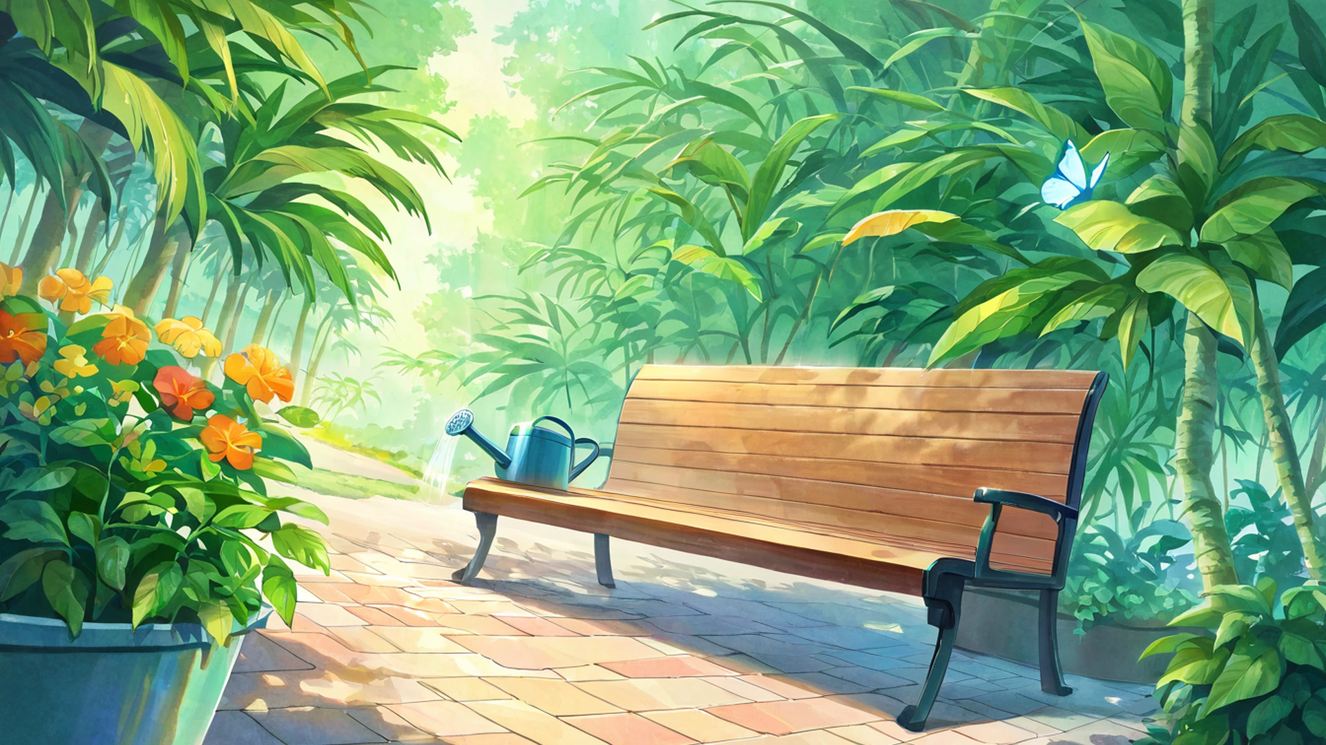 greenhouse morning lofi wallpaper