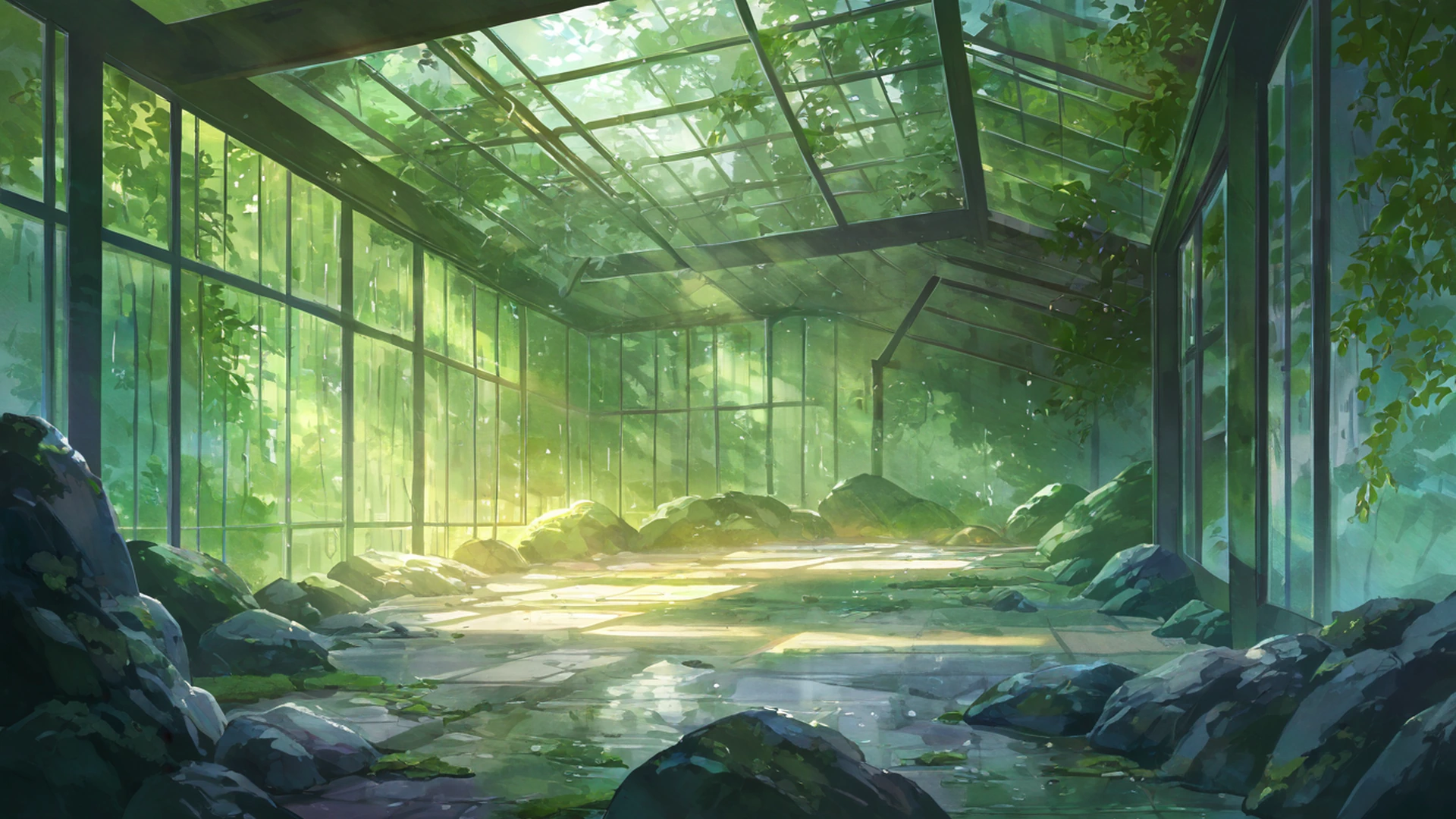 greenhouse morning lofi wallpaper