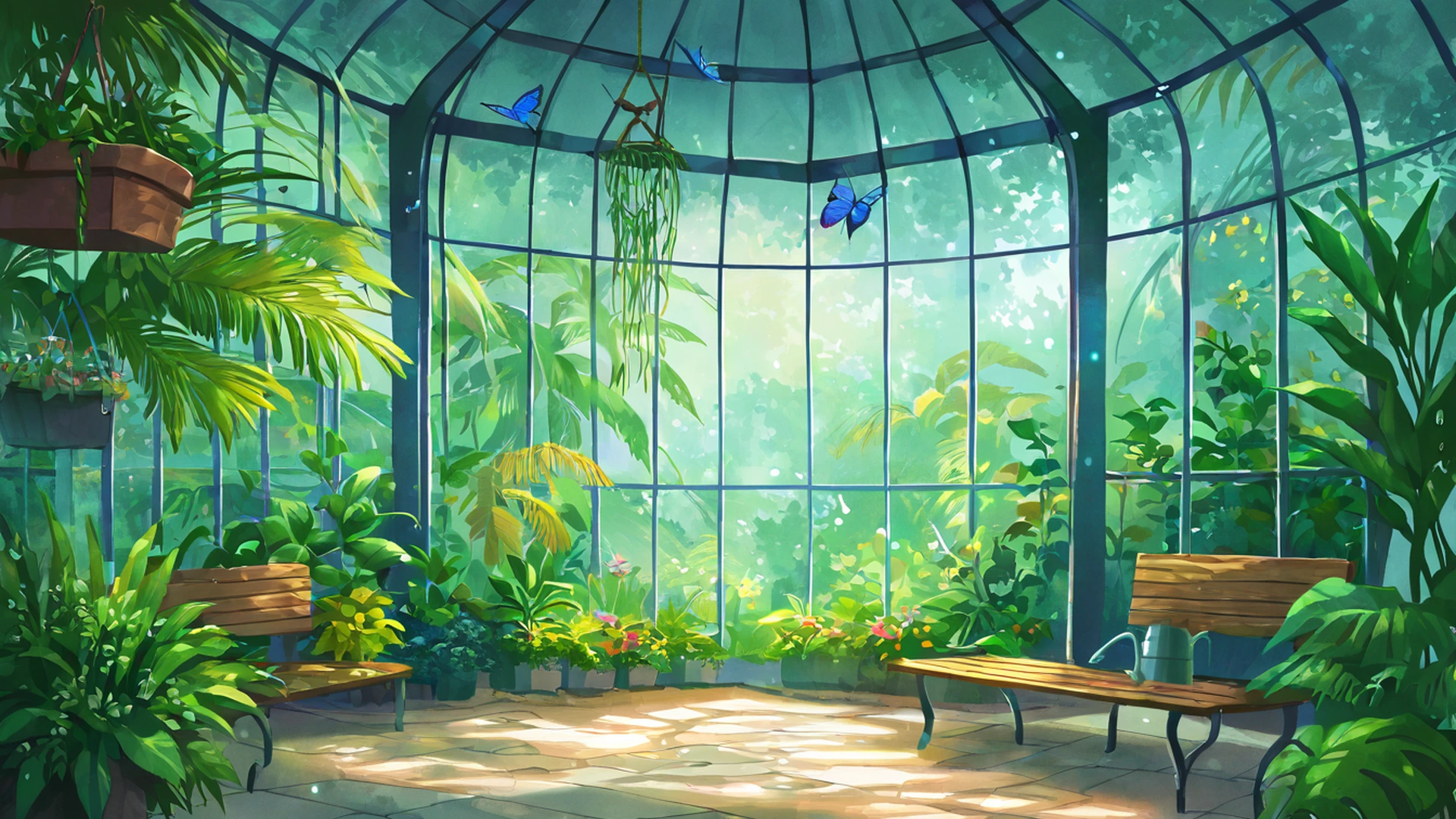 greenhouse morning lofi wallpaper
