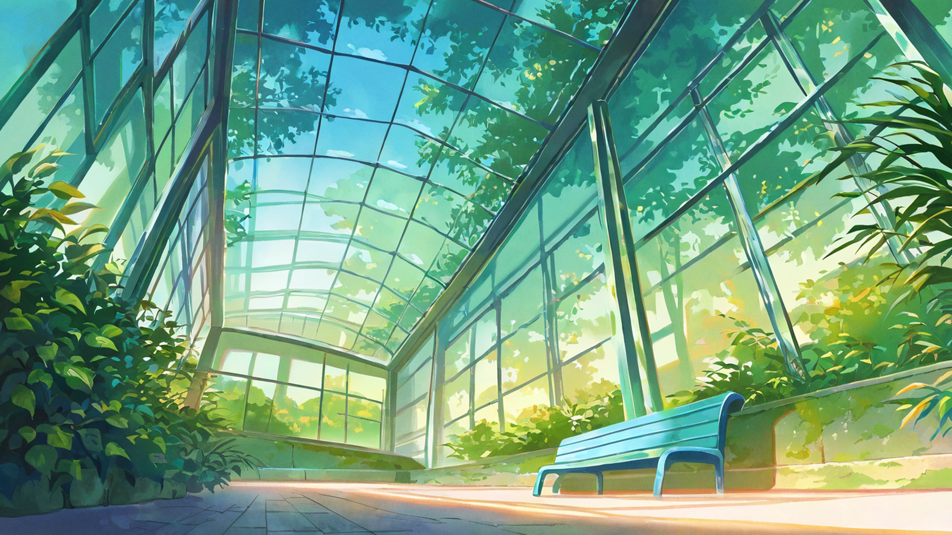 greenhouse morning lofi wallpaper