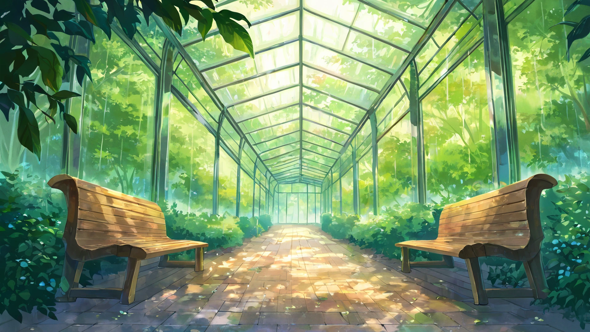 greenhouse morning lofi wallpaper