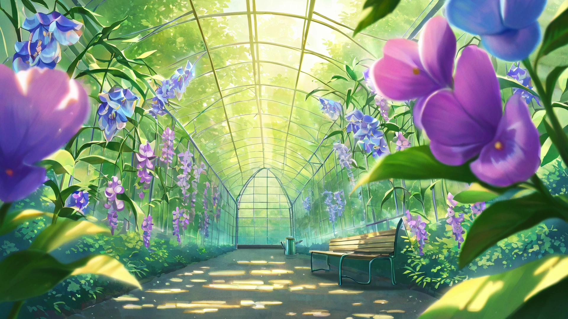 greenhouse morning lofi wallpaper