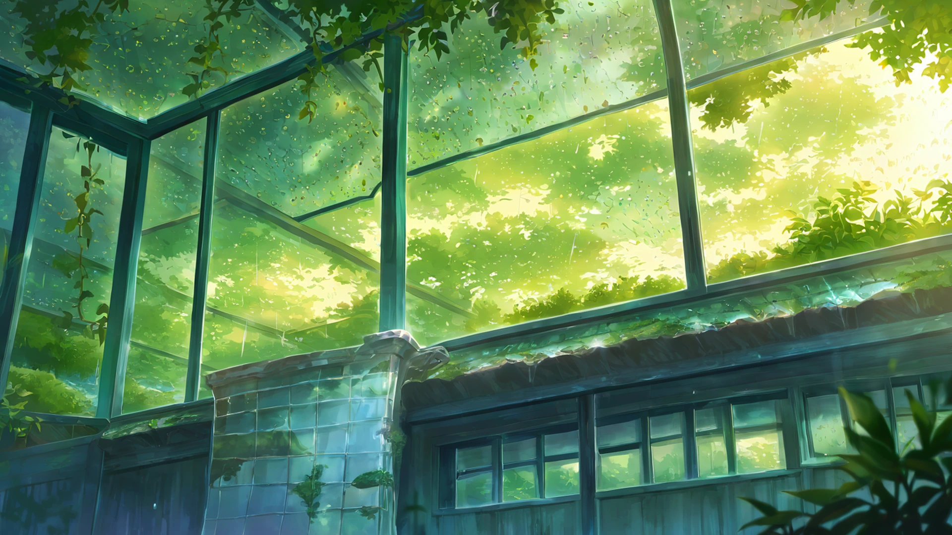 greenhouse morning lofi wallpaper
