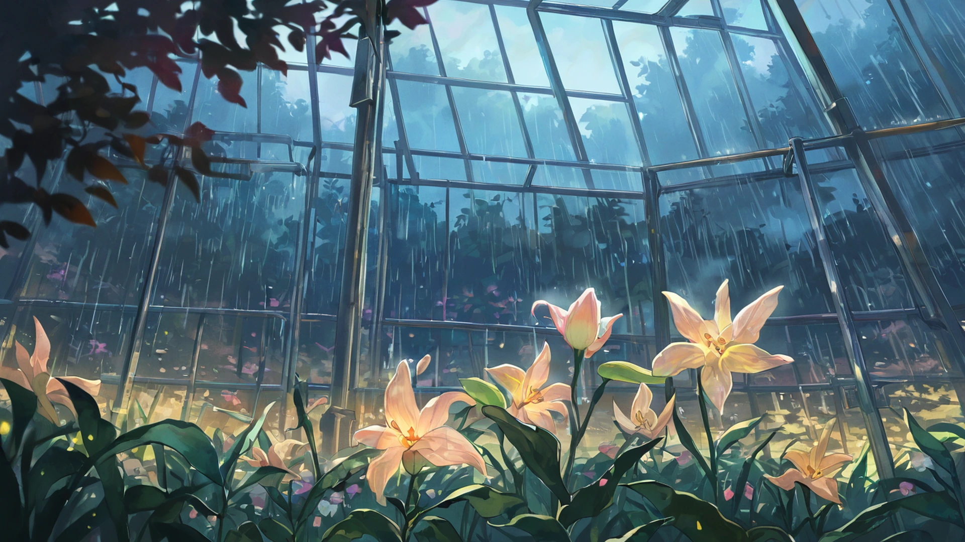 greenhouse morning lofi wallpaper