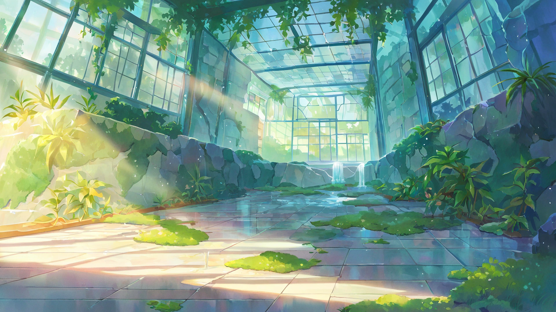 greenhouse morning lofi wallpaper