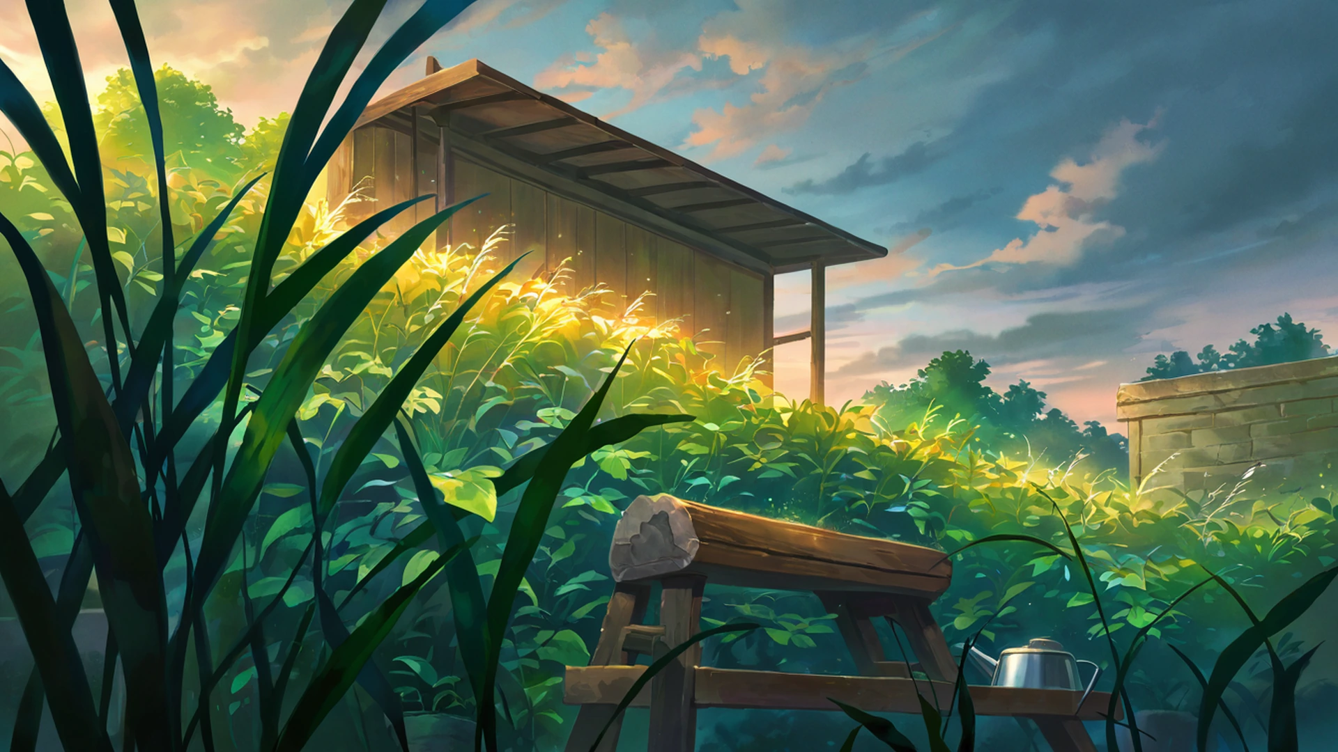 greenhouse morning lofi wallpaper