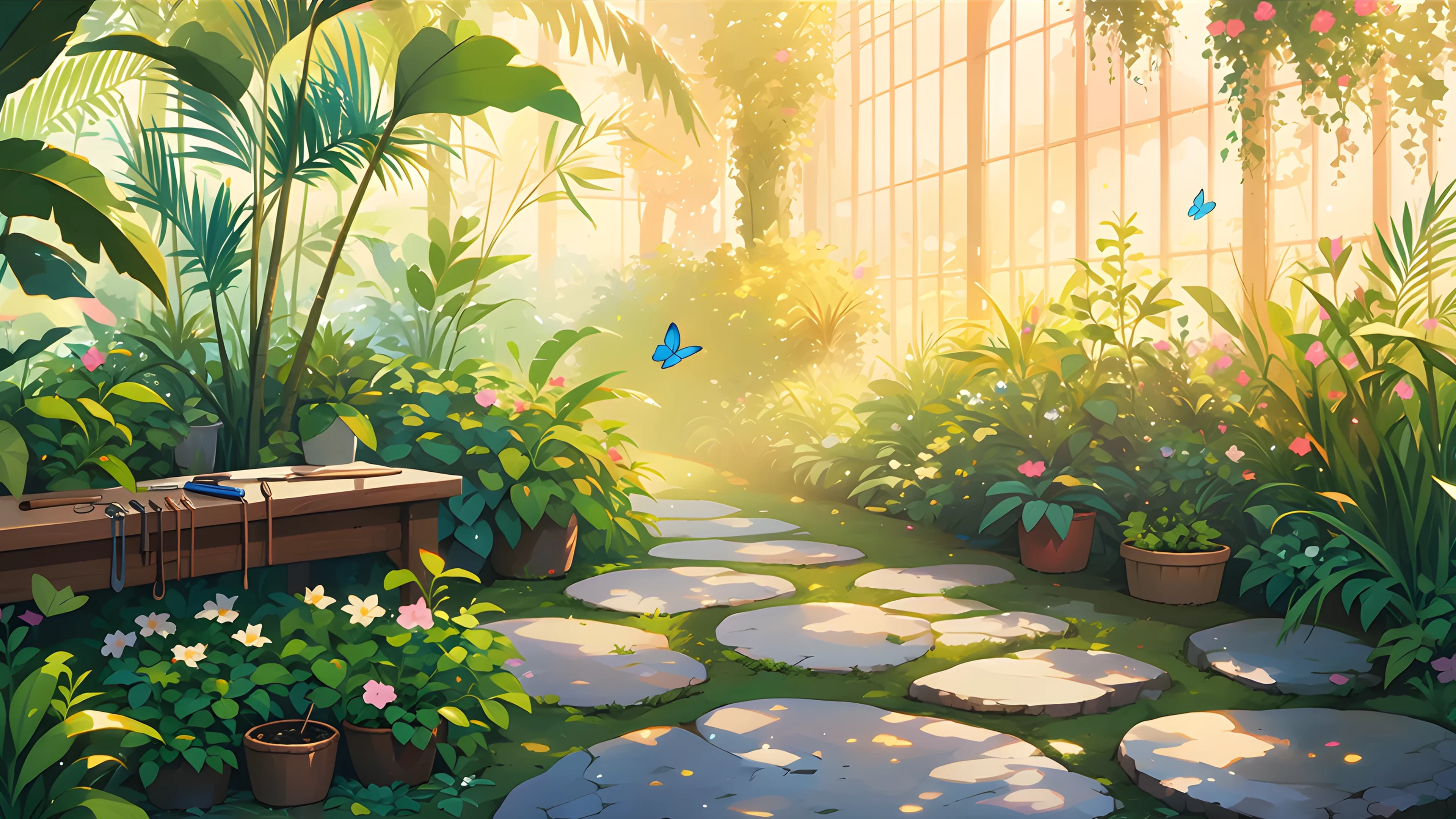 Greenhouse Morning lofi wallpaper