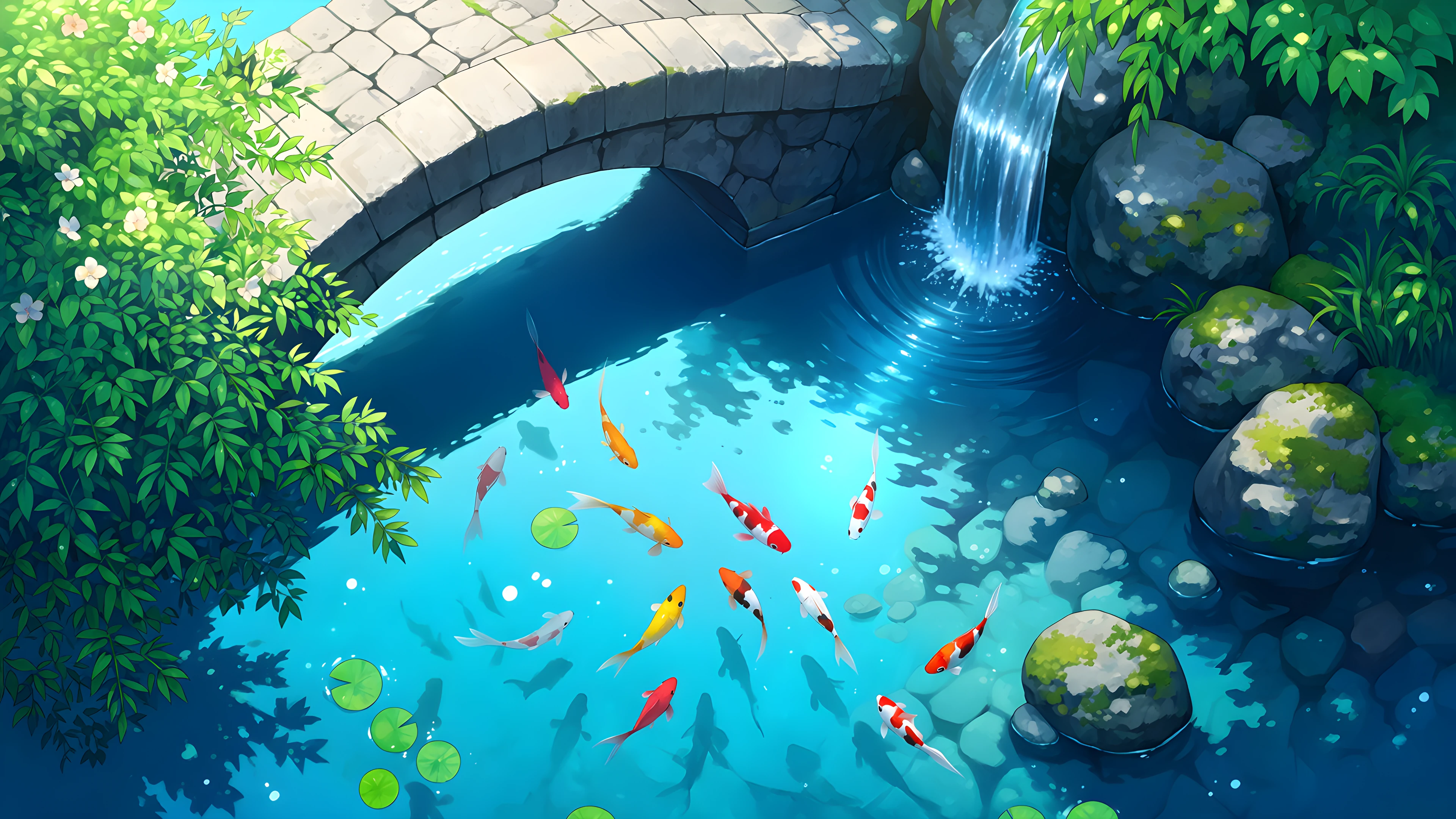 Japanese Garden Koi Pond lofi wallpaper