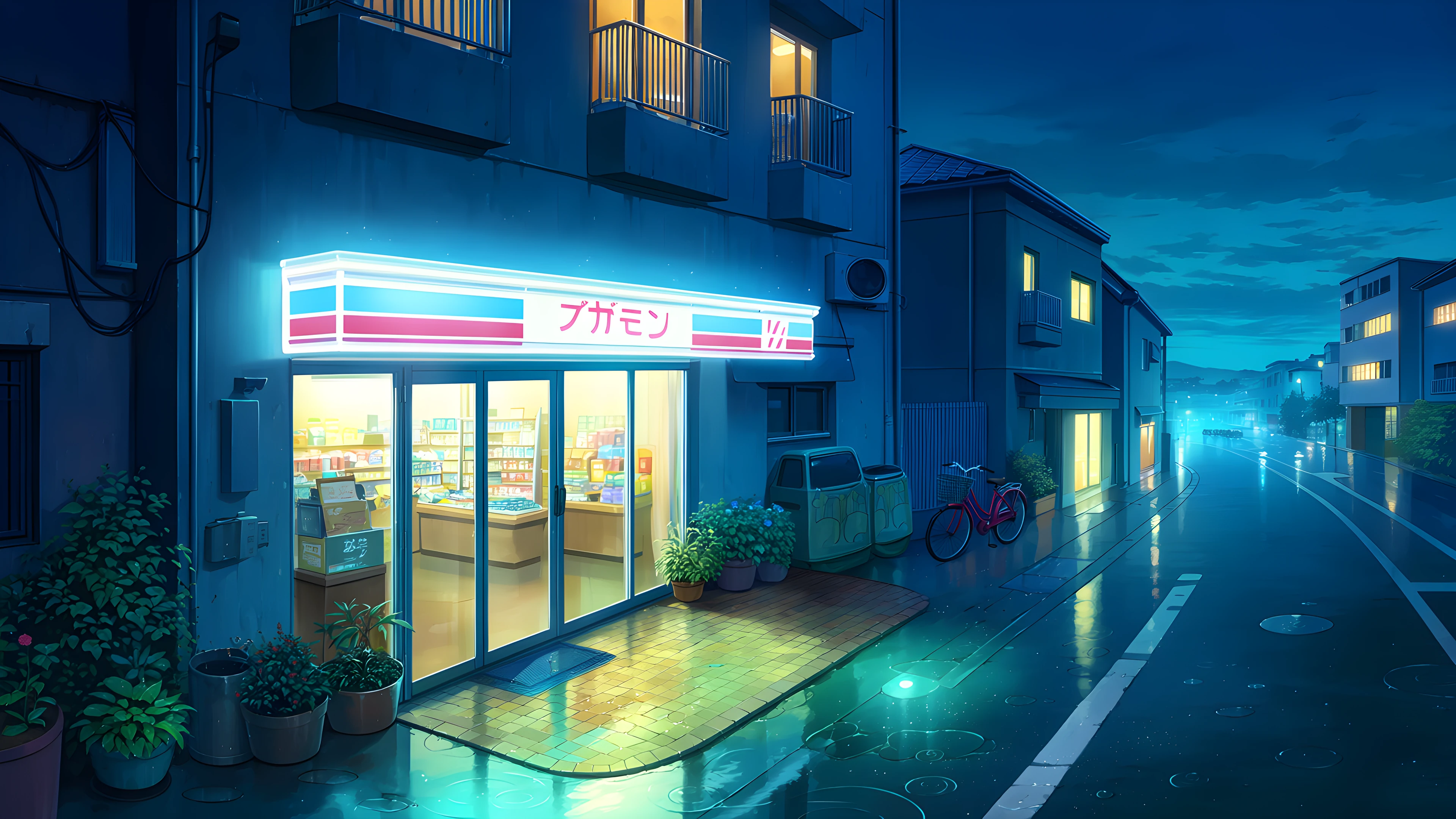 Konbini Night variant — Japanese aesthetic lofi wallpaper HD 4K Ultrawide