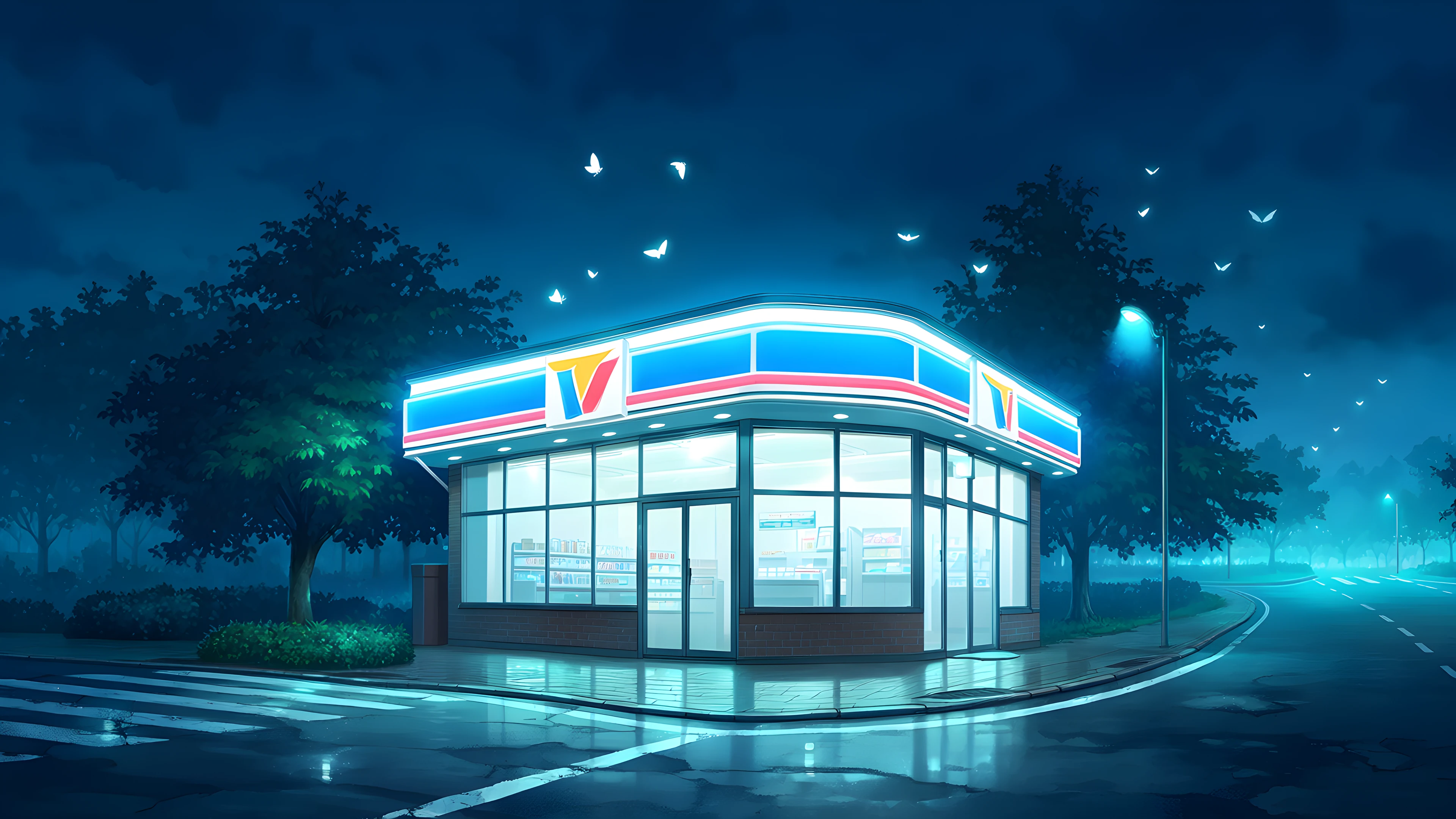 Konbini Night variant — Japanese aesthetic lofi wallpaper HD 4K Ultrawide