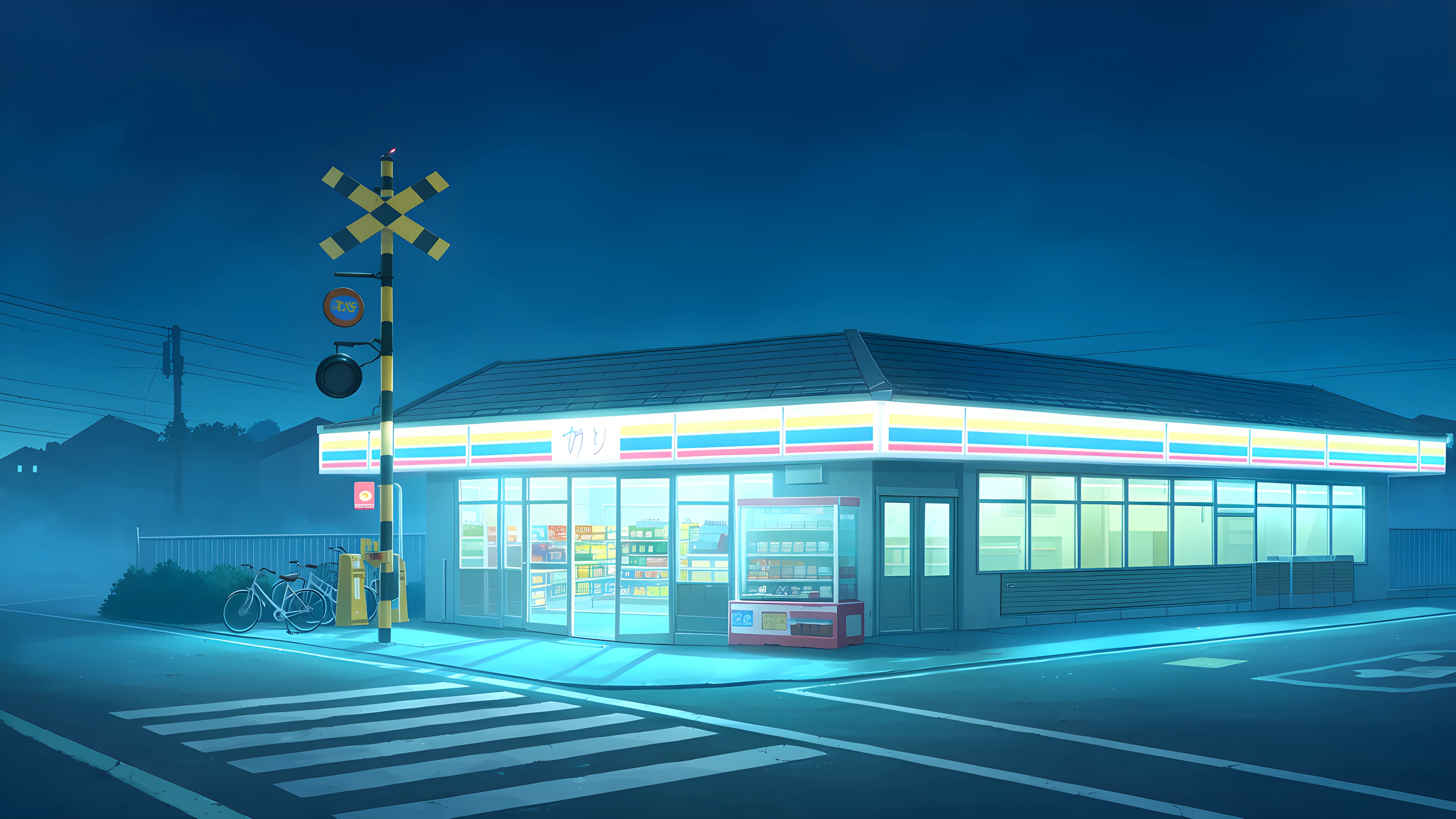 Konbini Night variant — Japanese aesthetic lofi wallpaper HD 4K Ultrawide