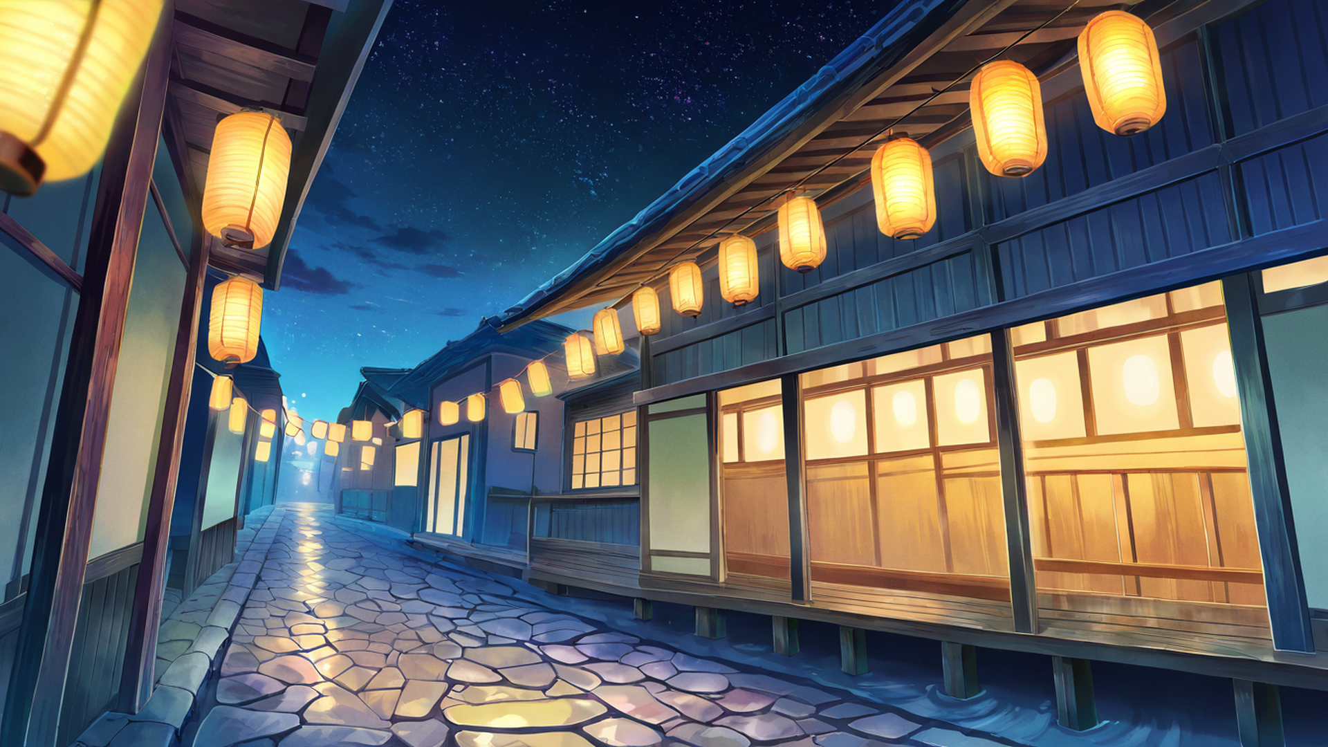 lantern festival night lofi wallpaper