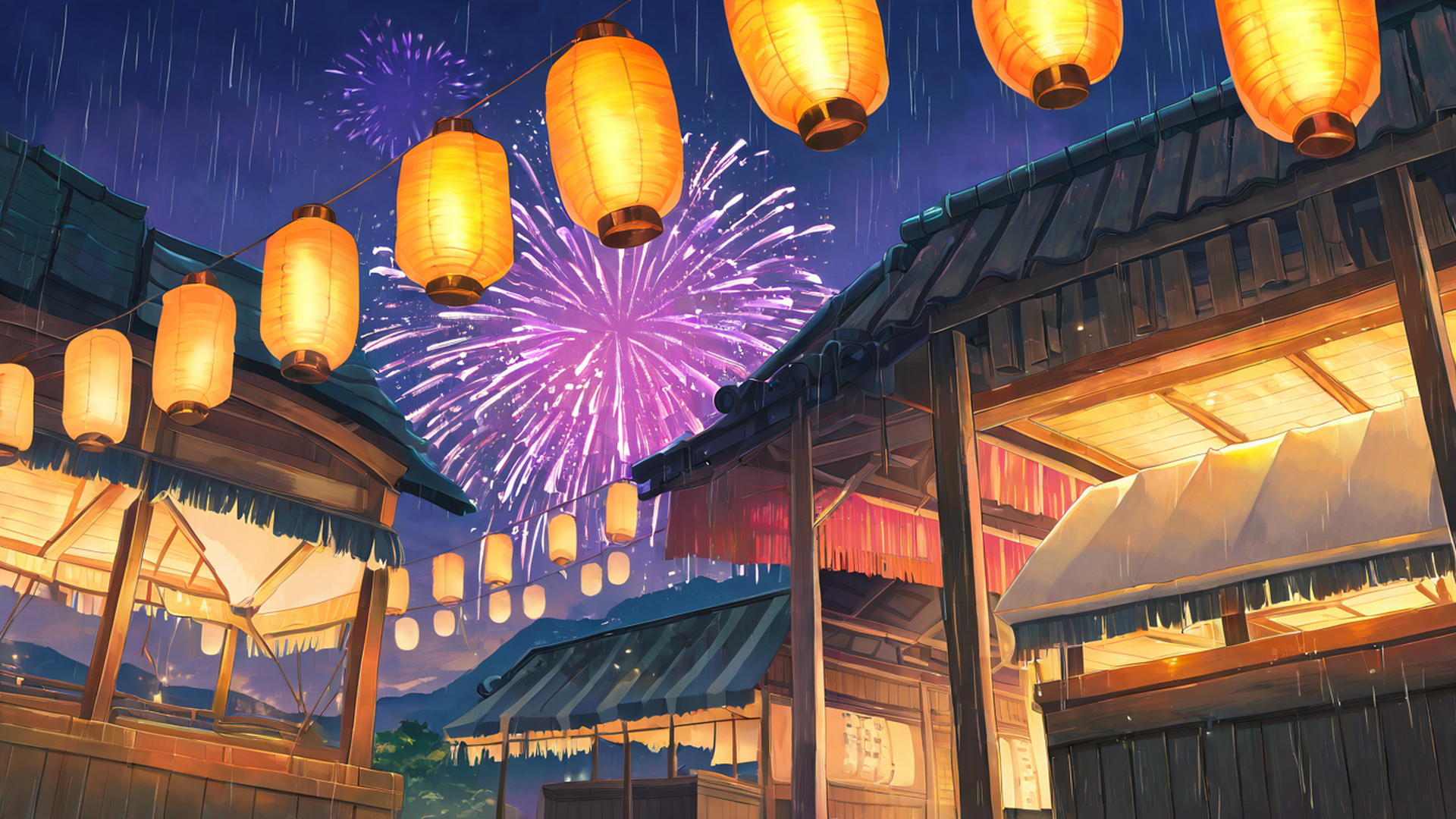 lantern festival night lofi wallpaper