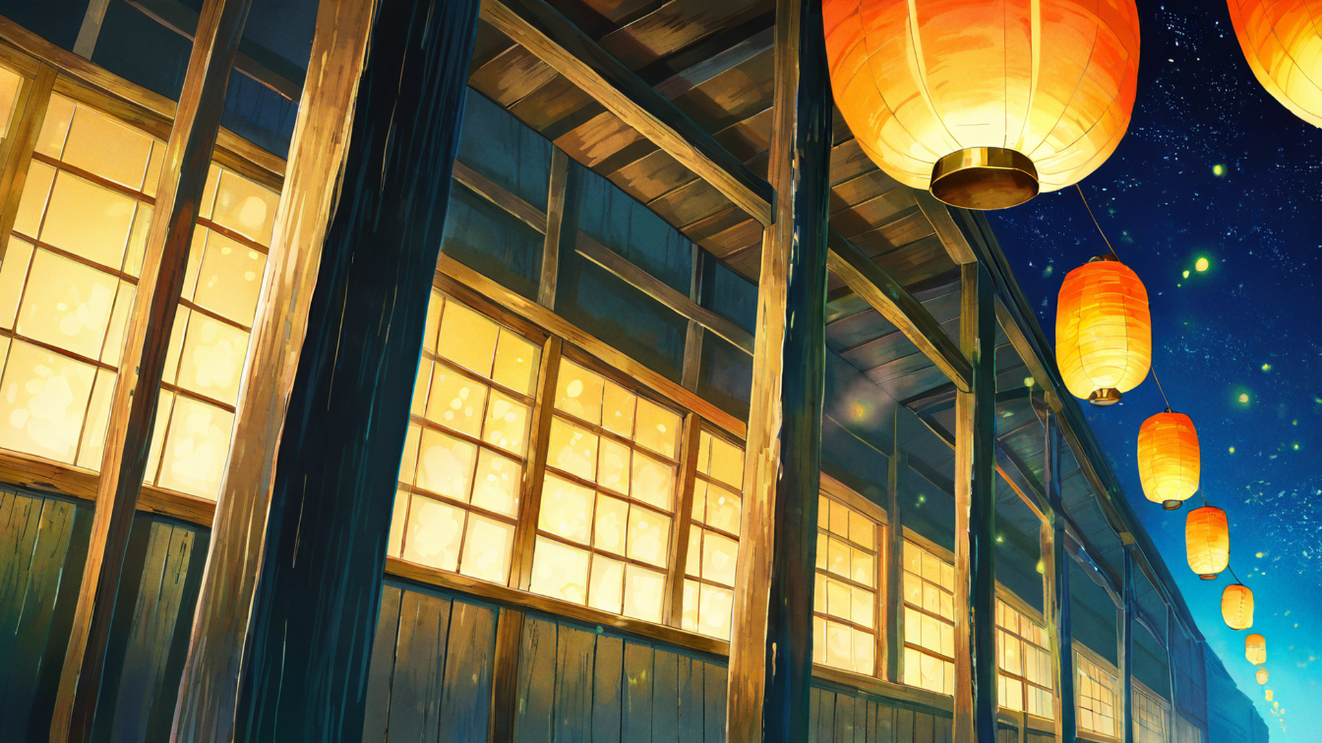 lantern festival night lofi wallpaper