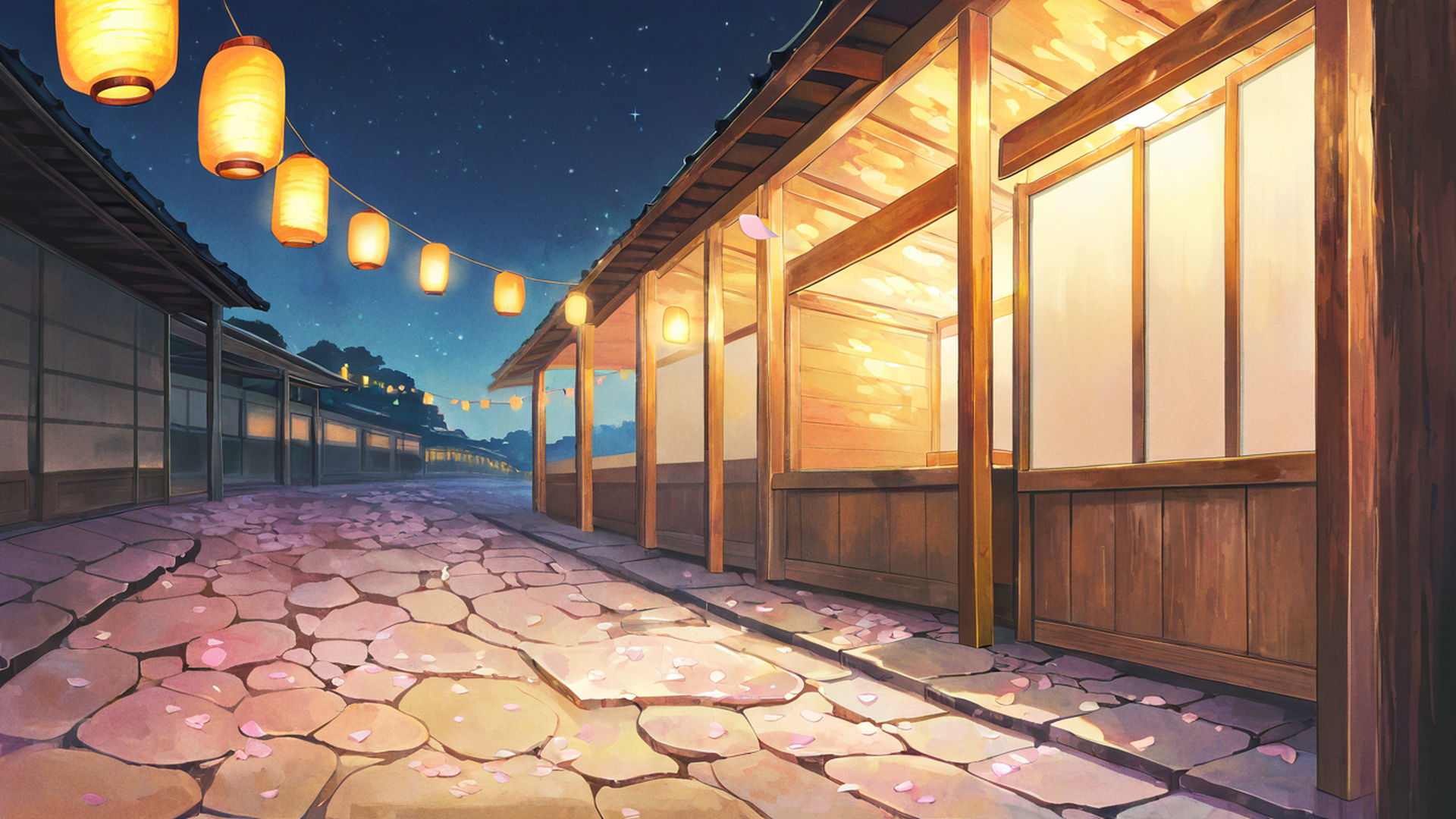 lantern festival night lofi wallpaper