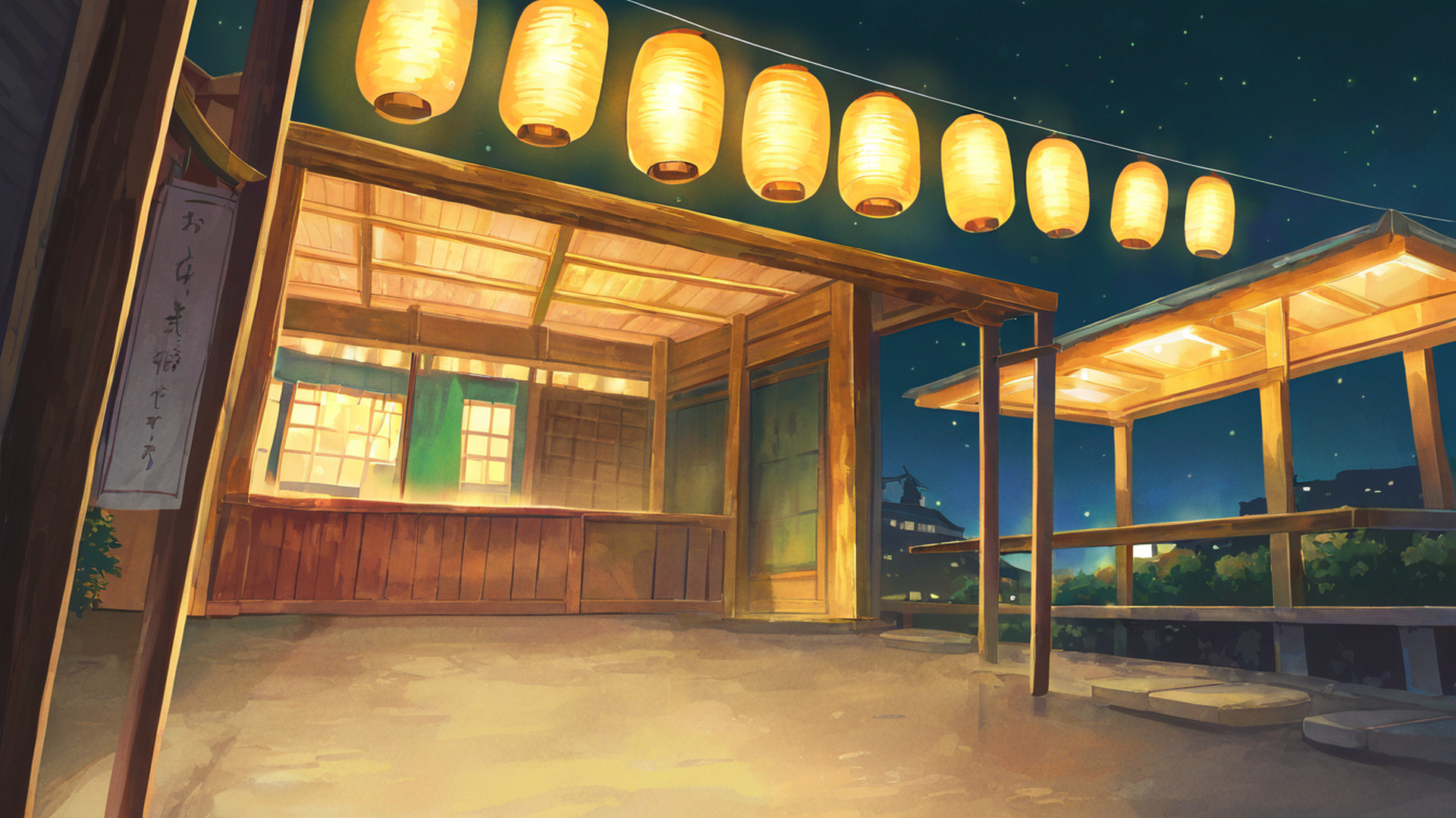 lantern festival night lofi wallpaper