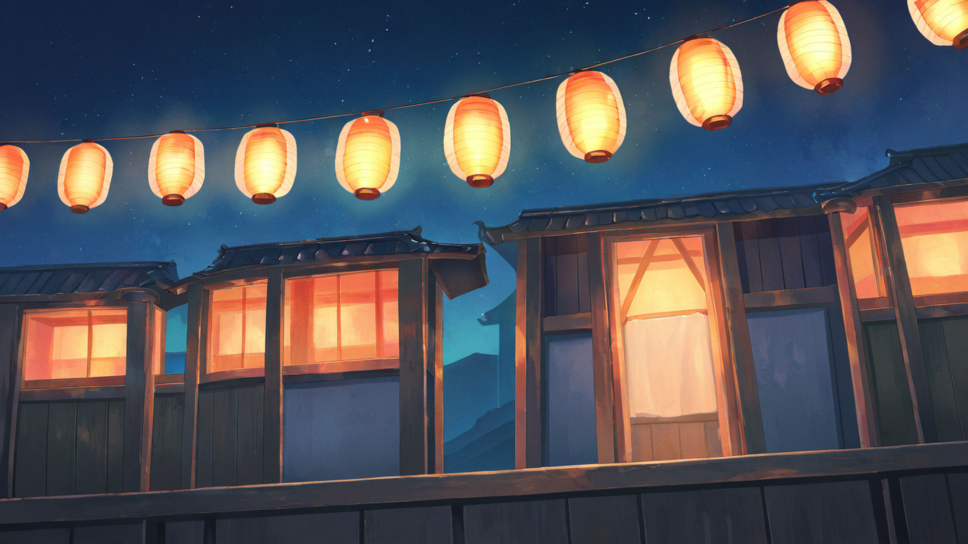lantern festival night lofi wallpaper